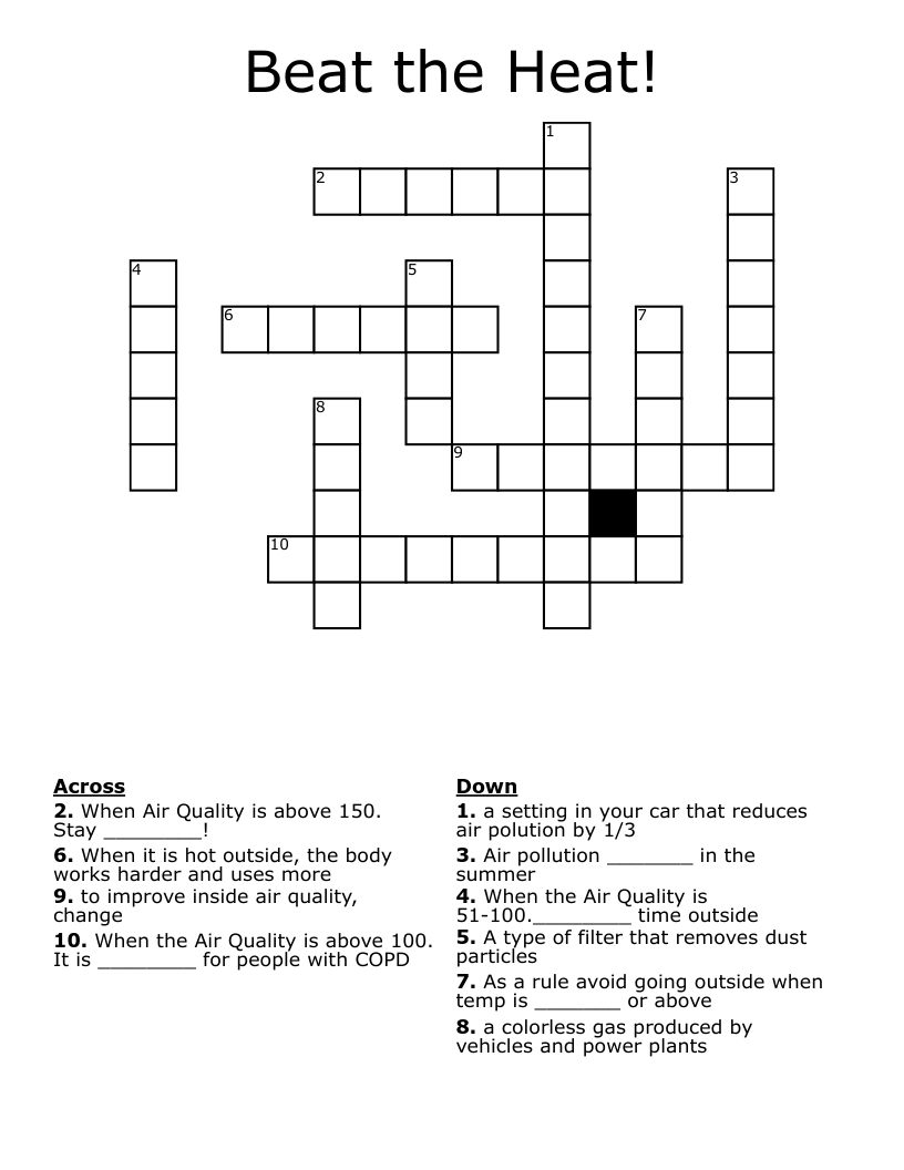 Beat The Heat Crossword WordMint Beat The Heat Crossword WordMint