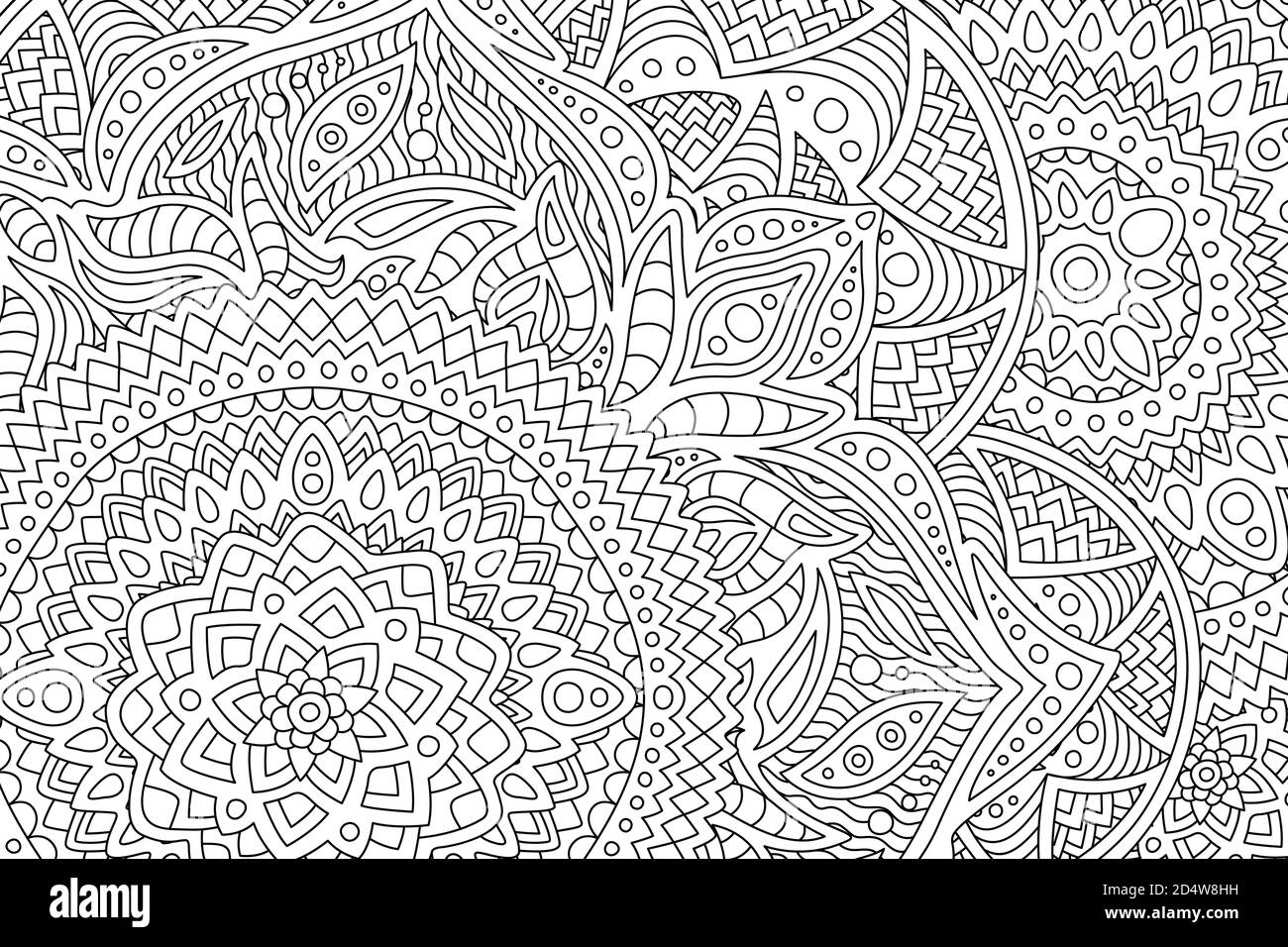 Beautiful Adult Coloring Book Page With Monochrome Detailed Abstract Pattern Stock Vector Image Art Alamy