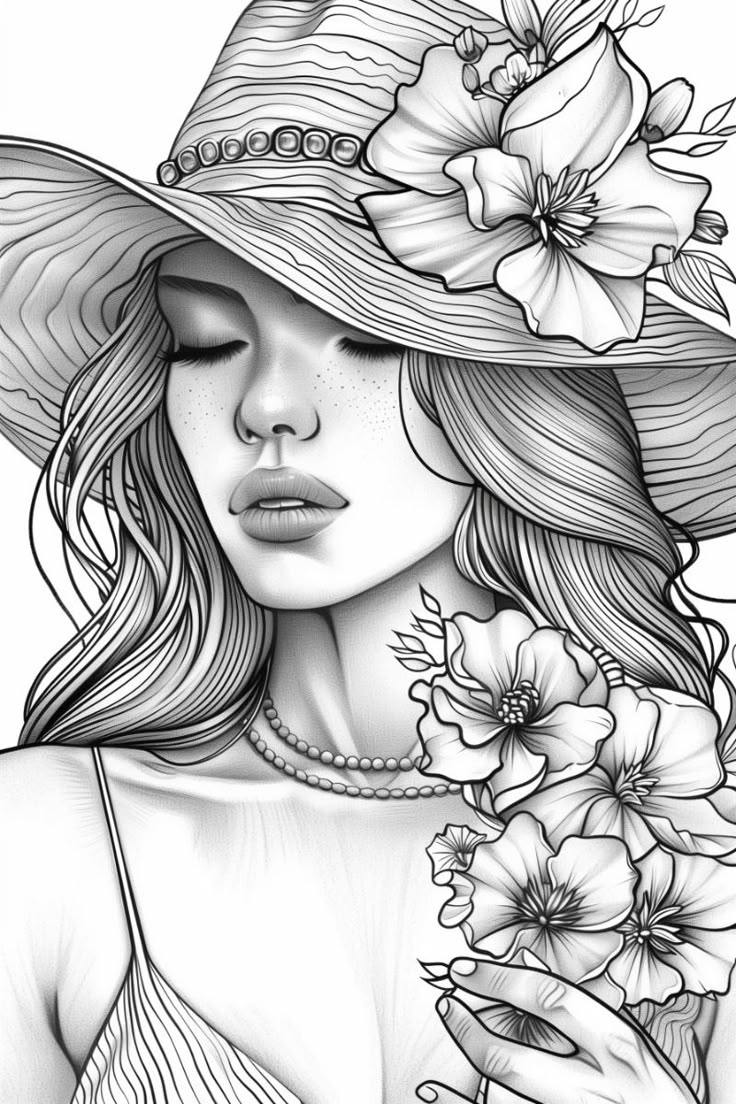 Beautiful Young Woman Coloring Page Free Printable 