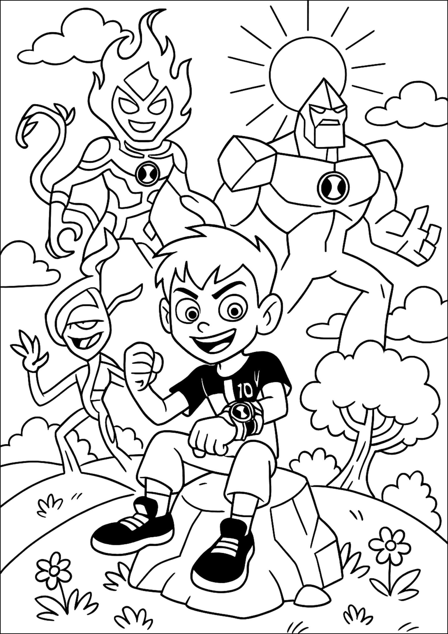 Ben 10 And His Aliens In Full Transformation Ben 10 Coloring Pages Ben 10 And His Aliens In Full Transformation Ben 10 Coloring Pages