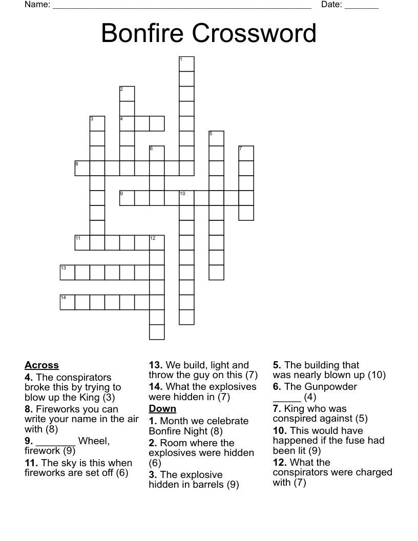 Bonfire Crossword WordMint