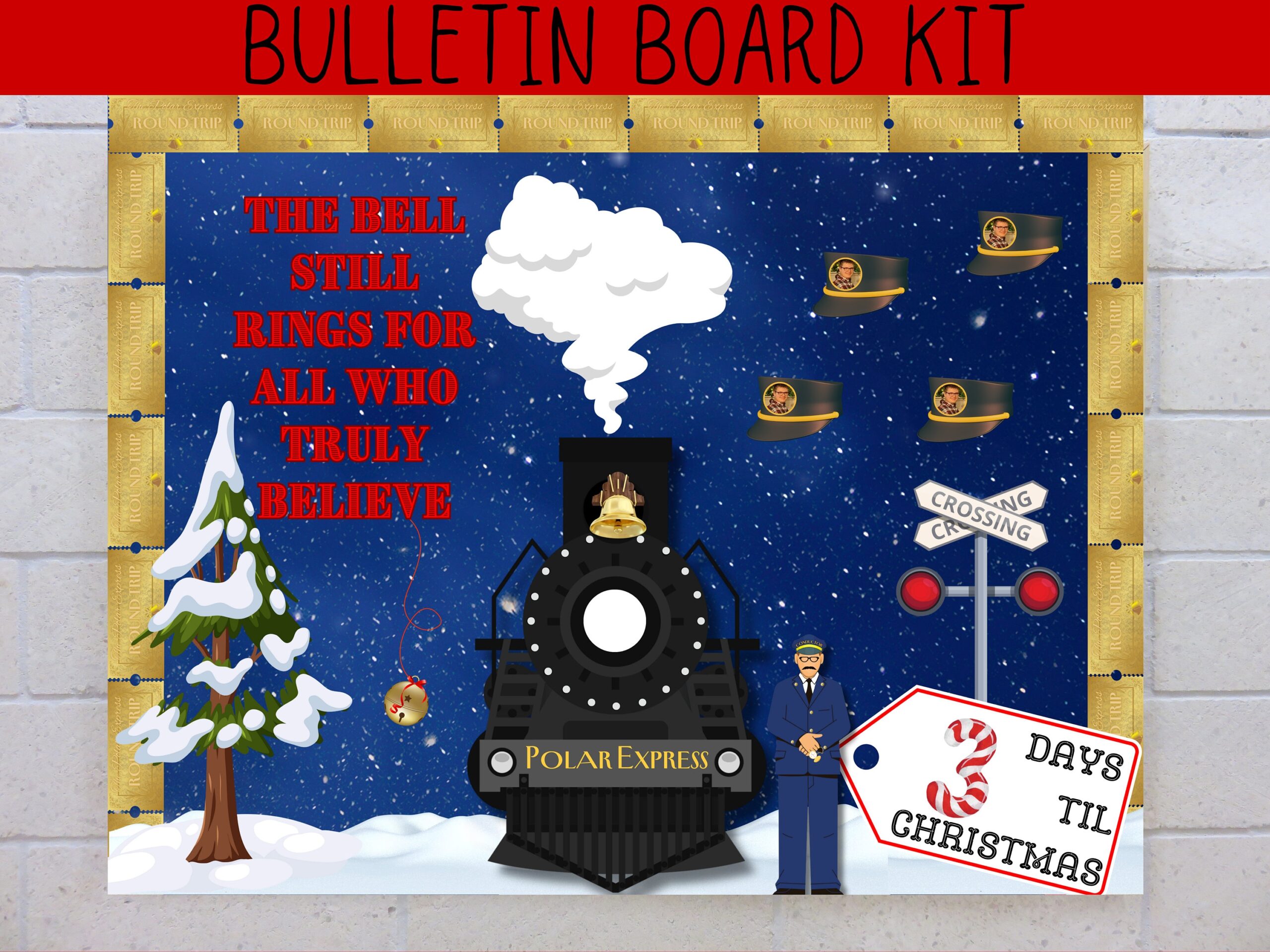 Bulletin Board Kit Christmas Board Jingle Bell Train Hat Student Photo Activity Polar Express Classroom Door Cubicle Decor Etsy
