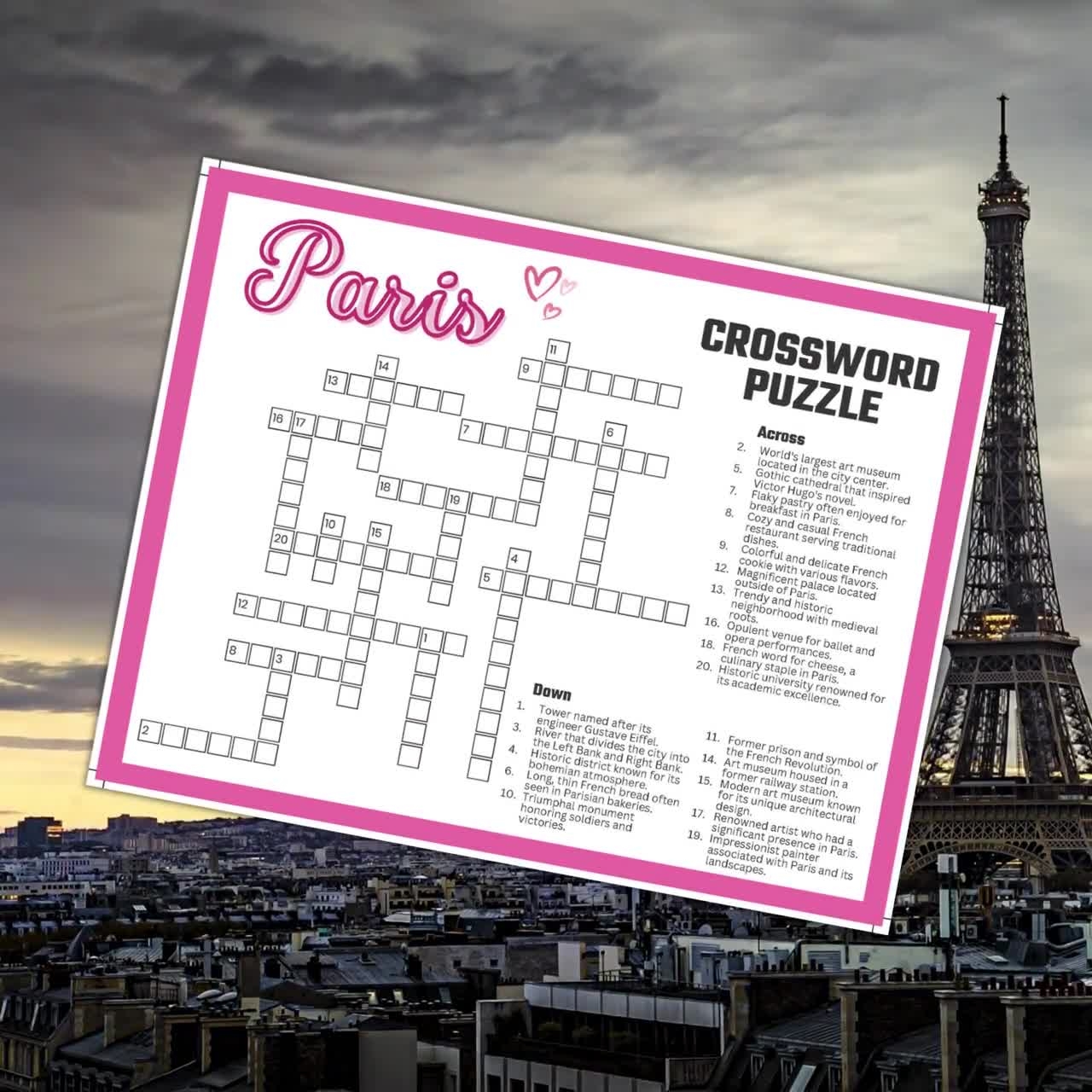 Buy Paris Crossword Puzzle Printable Game Fun Travel Theme Birthday Activity Love France City French Gathering Word Game PDF Parisian Party Online In India Etsy Buy Paris Crossword Puzzle Printable Game Fun Travel Theme Birthday Activity Love France City French Gathering Word Game PDF Parisian Party Online In India Etsy
