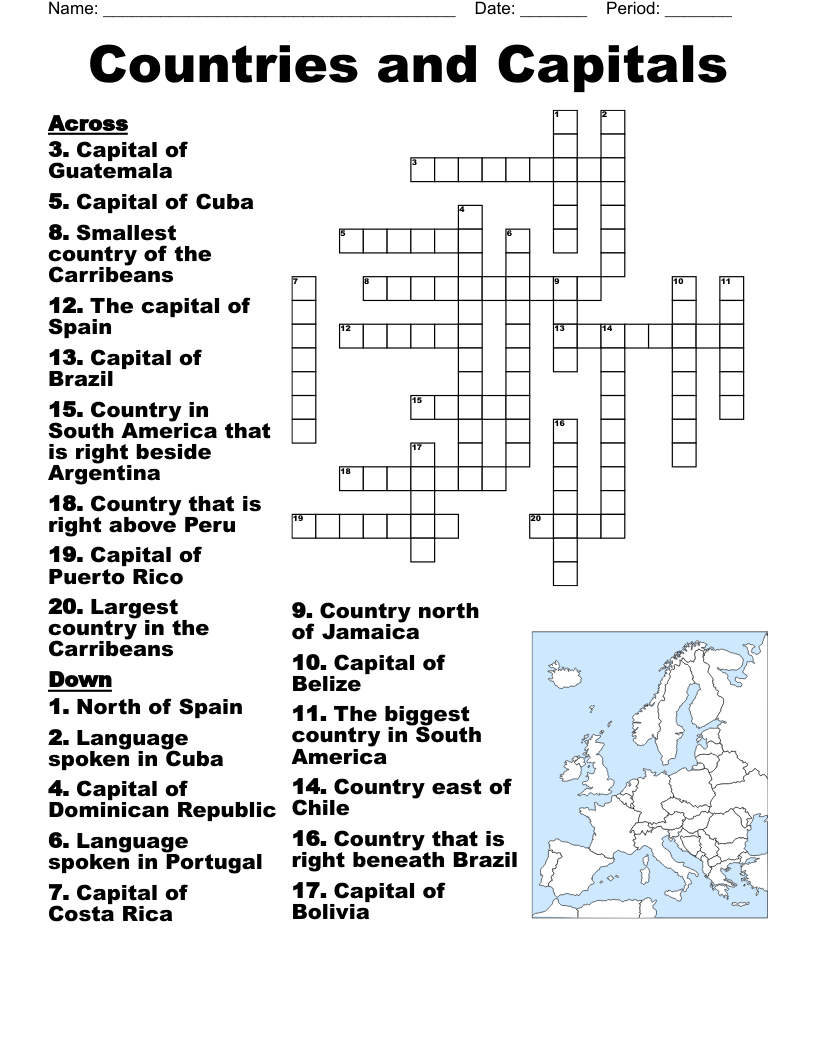 Capitals Of South America Crossword WordMint Capitals Of South America Crossword WordMint