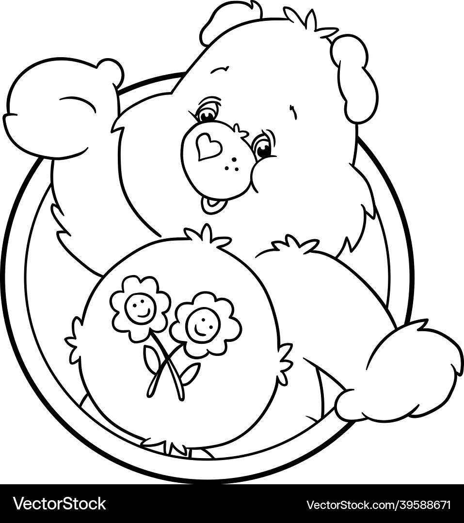 Carebears Friend Bear Coloring Page Free Vector VectorStock Carebears Friend Bear Coloring Page Free Vector VectorStock