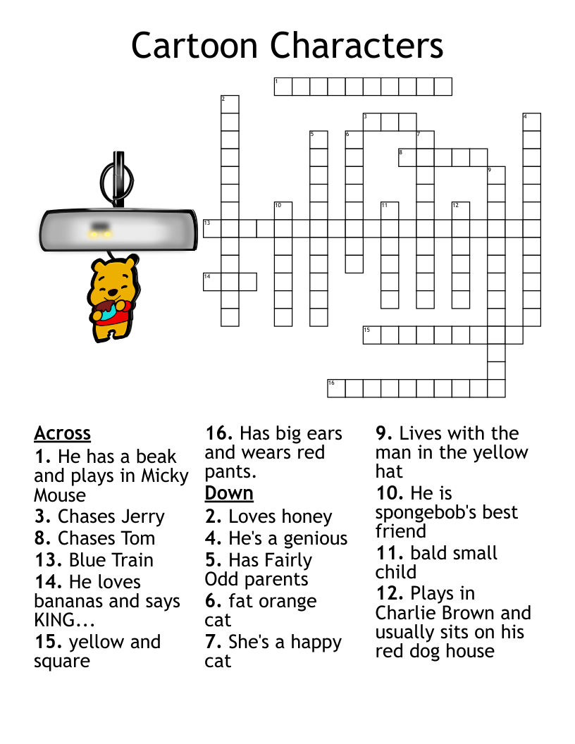 Cartoon Characters Crossword WordMint Cartoon Characters Crossword WordMint