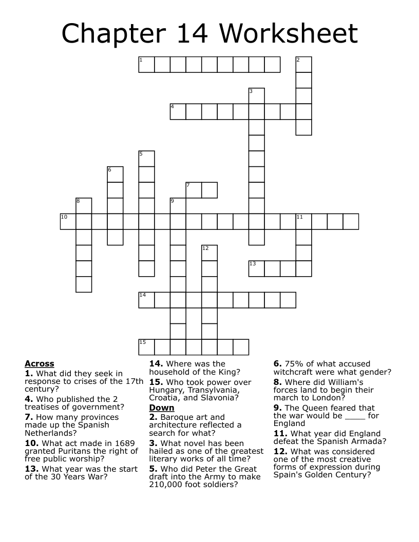 Chapter 14 Worksheet Crossword WordMint Chapter 14 Worksheet Crossword WordMint