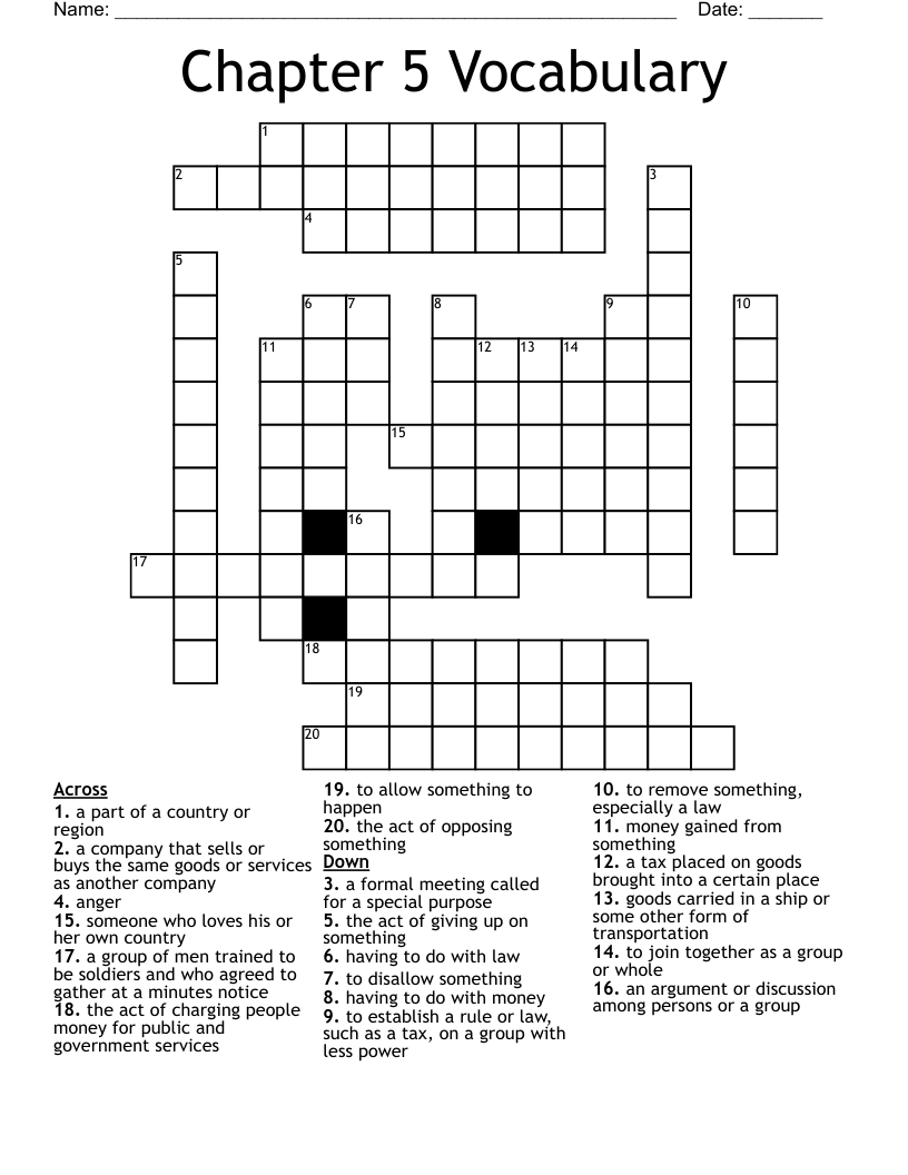 Chapter 5 Vocabulary Crossword WordMint Chapter 5 Vocabulary Crossword WordMint
