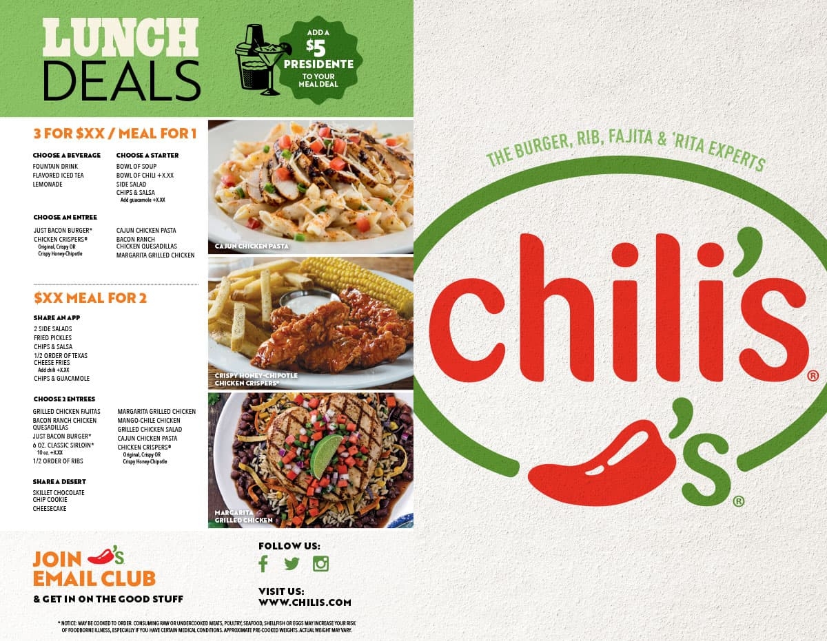 printable chili's menu with prices printable chili's menu with prices