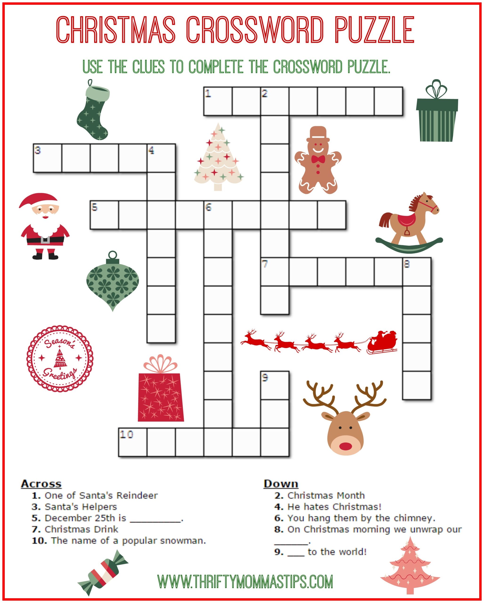 crossword puzzles free printable kids