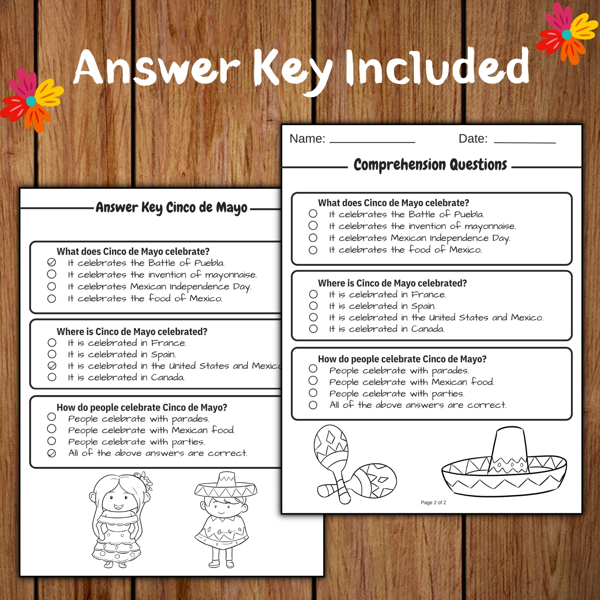 cinco de mayo comprehension worksheet cinco de mayo comprehension worksheet