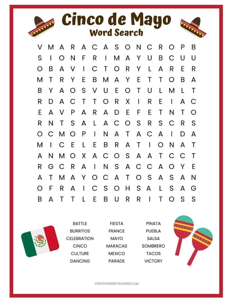 Cinco De Mayo Word Search Free Printable For Kids Cinco De Mayo Word Search Free Printable For Kids