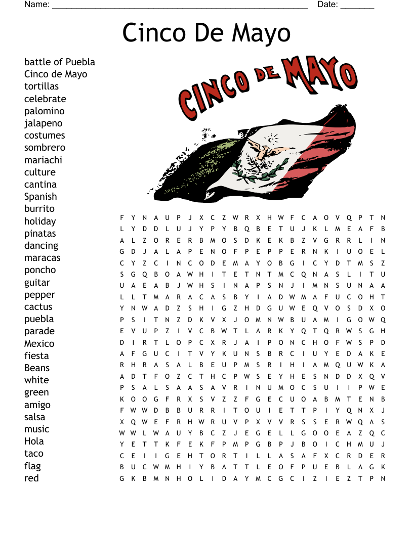 Cinco De Mayo Word Search WordMint Cinco De Mayo Word Search WordMint