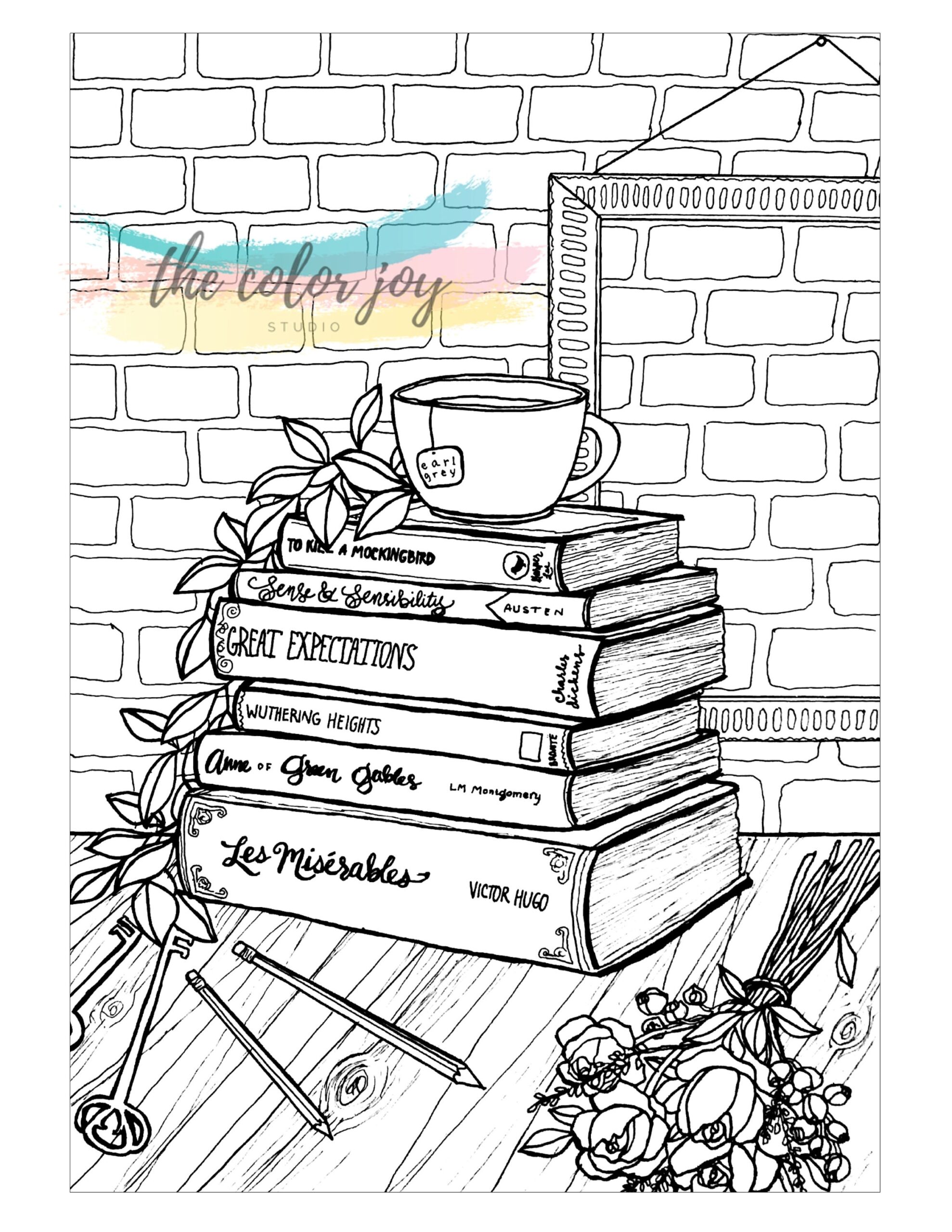 Classic Books Printable Coloring Page Etsy