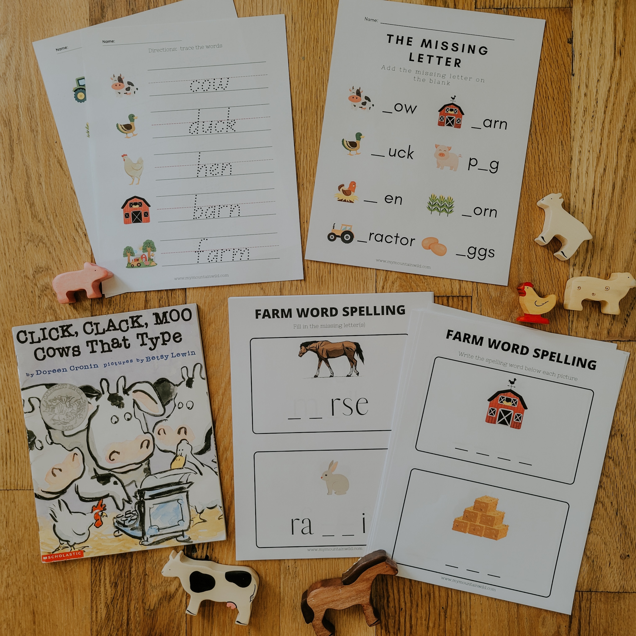 Click Clack Moo Cows That Type Spelling Activities Bundle My Simple Wild