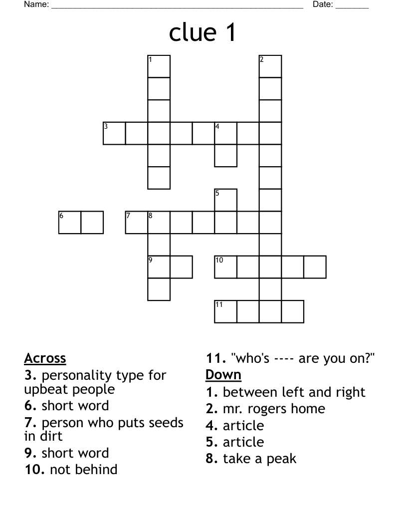 Clue 1 Crossword WordMint Clue 1 Crossword WordMint
