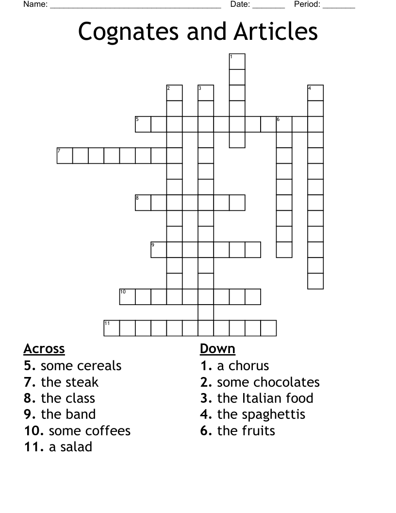 Cognates And Articles Crossword WordMint Cognates And Articles Crossword WordMint