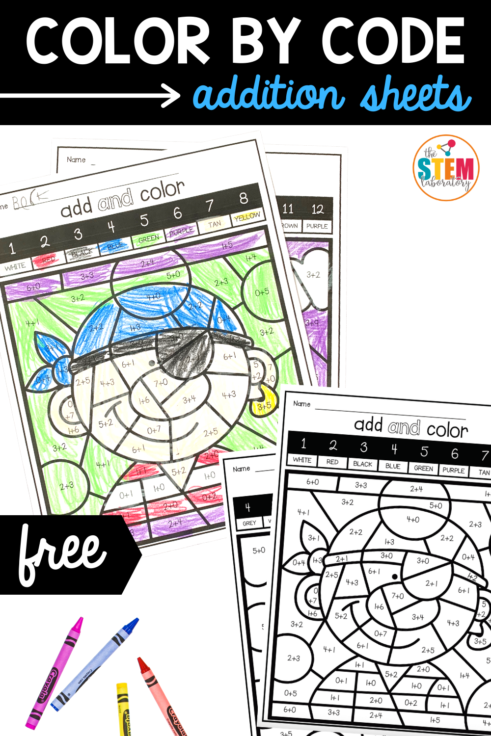 Color By Code Addition Sheets The Stem Laboratory Color By Code Addition Sheets The Stem Laboratory