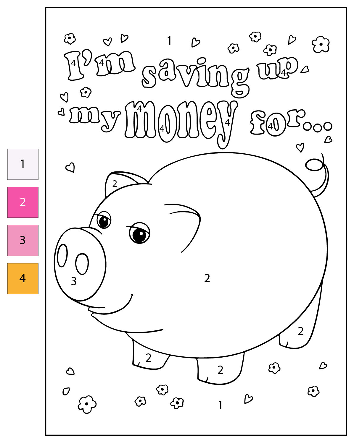 Color By Number Money Saving Goals Coloring Page Free Printable Color By Number Money Saving Goals Coloring Page Free Printable