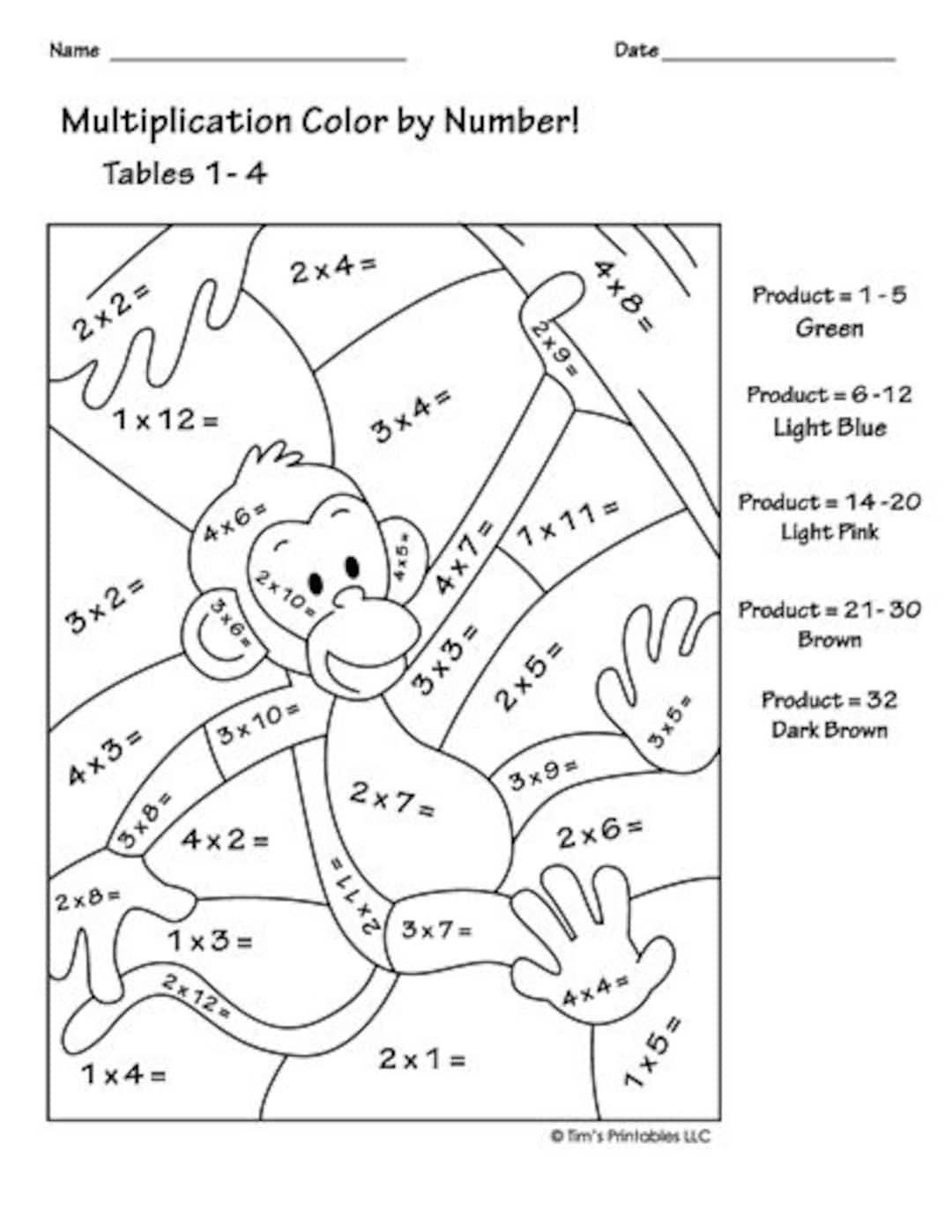 Color By Number Multiplication Worksheets PDF Etsy Color By Number Multiplication Worksheets PDF Etsy