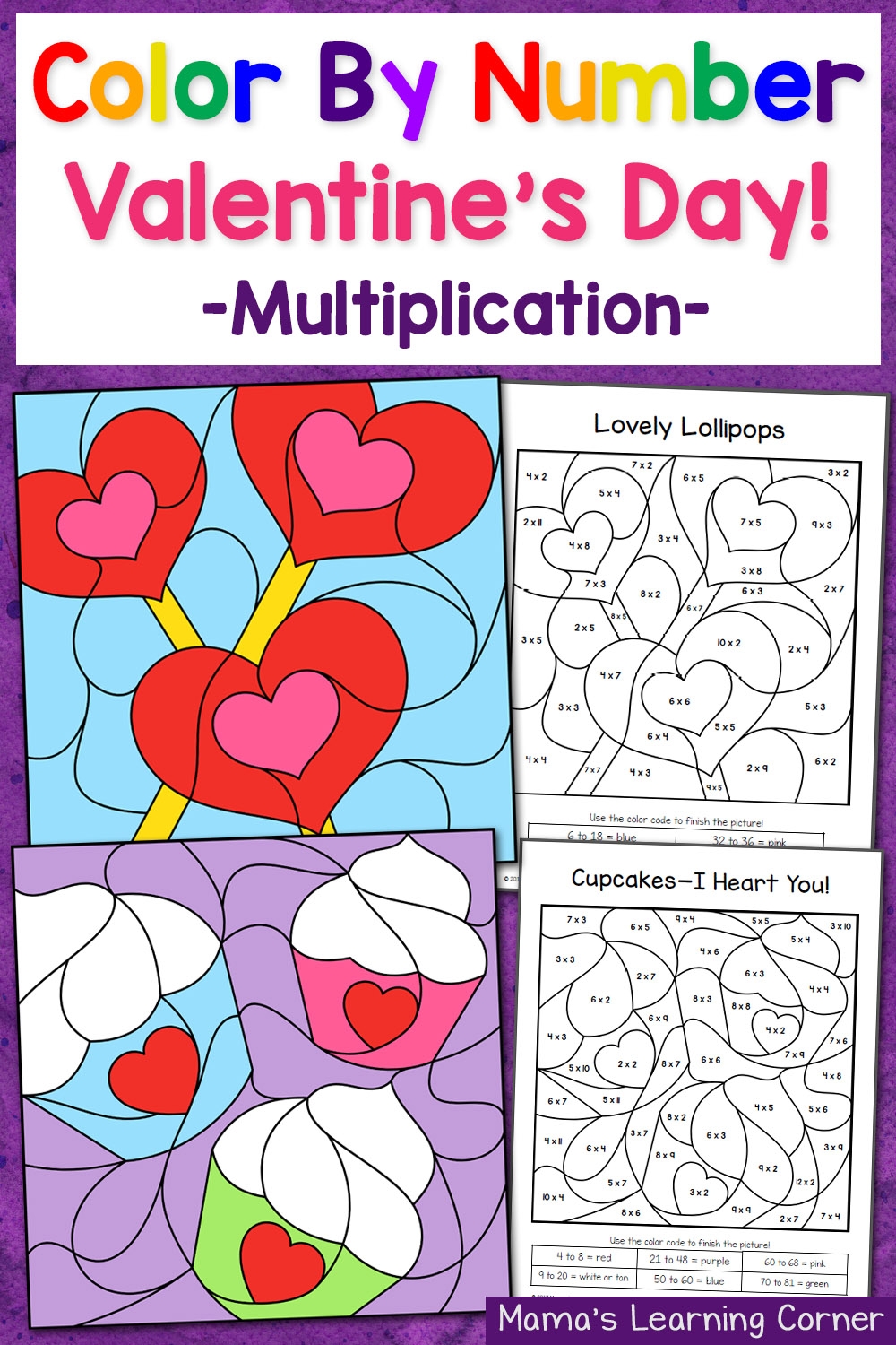 Color By Number Valentine s Day Multiplication Worksheets Mamas Learning Corner Color By Number Valentine s Day Multiplication Worksheets Mamas Learning Corner