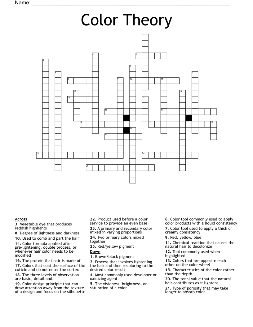 Color Theory Crossword WordMint