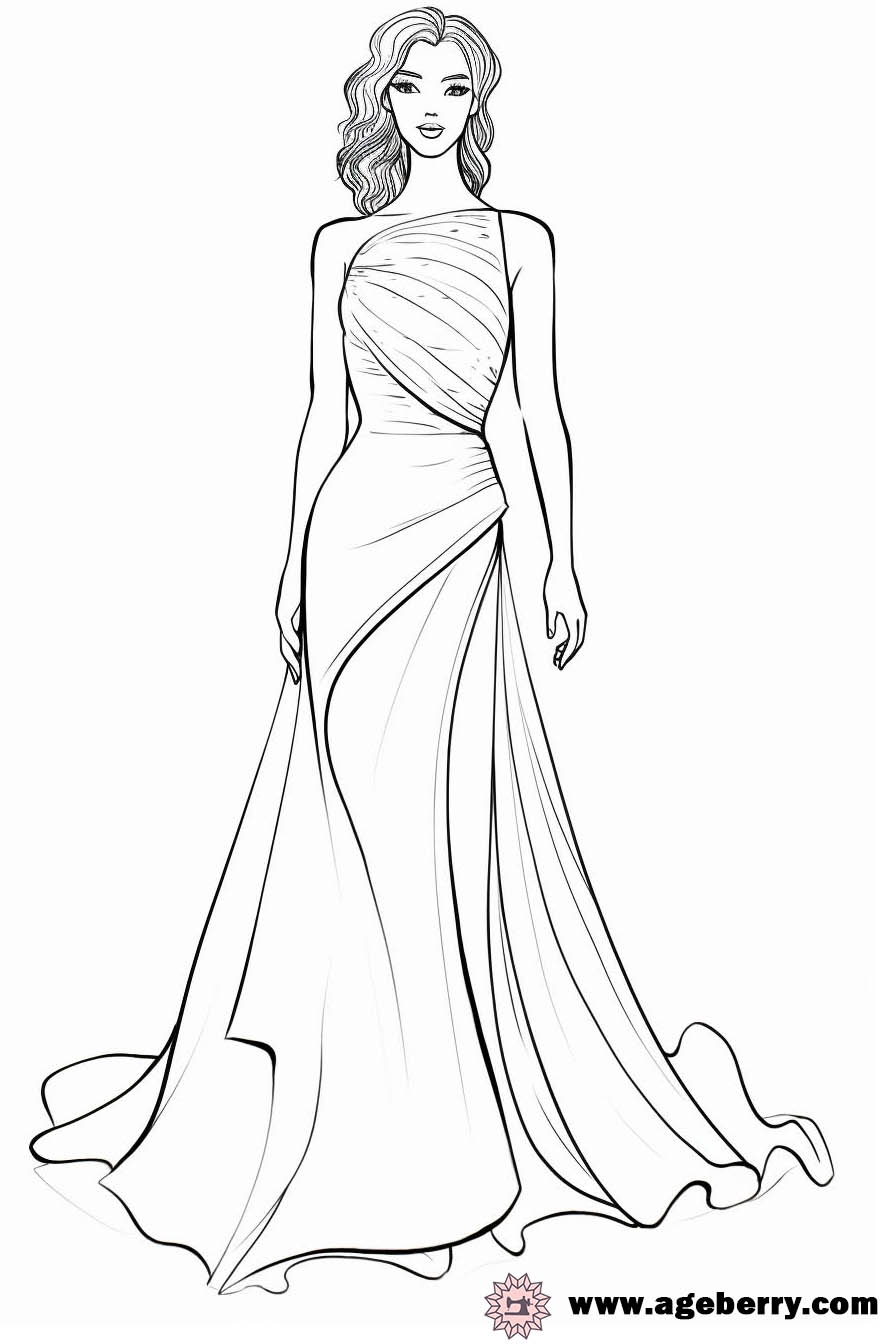 coloring pages of pretty dresses