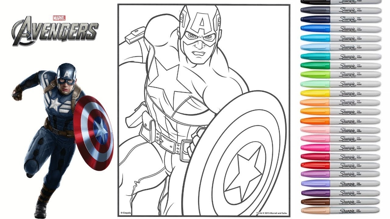 Coloring Marvel Avengers Endgame Captain America Coloring Page Coloured Sharpie Markers YouTube