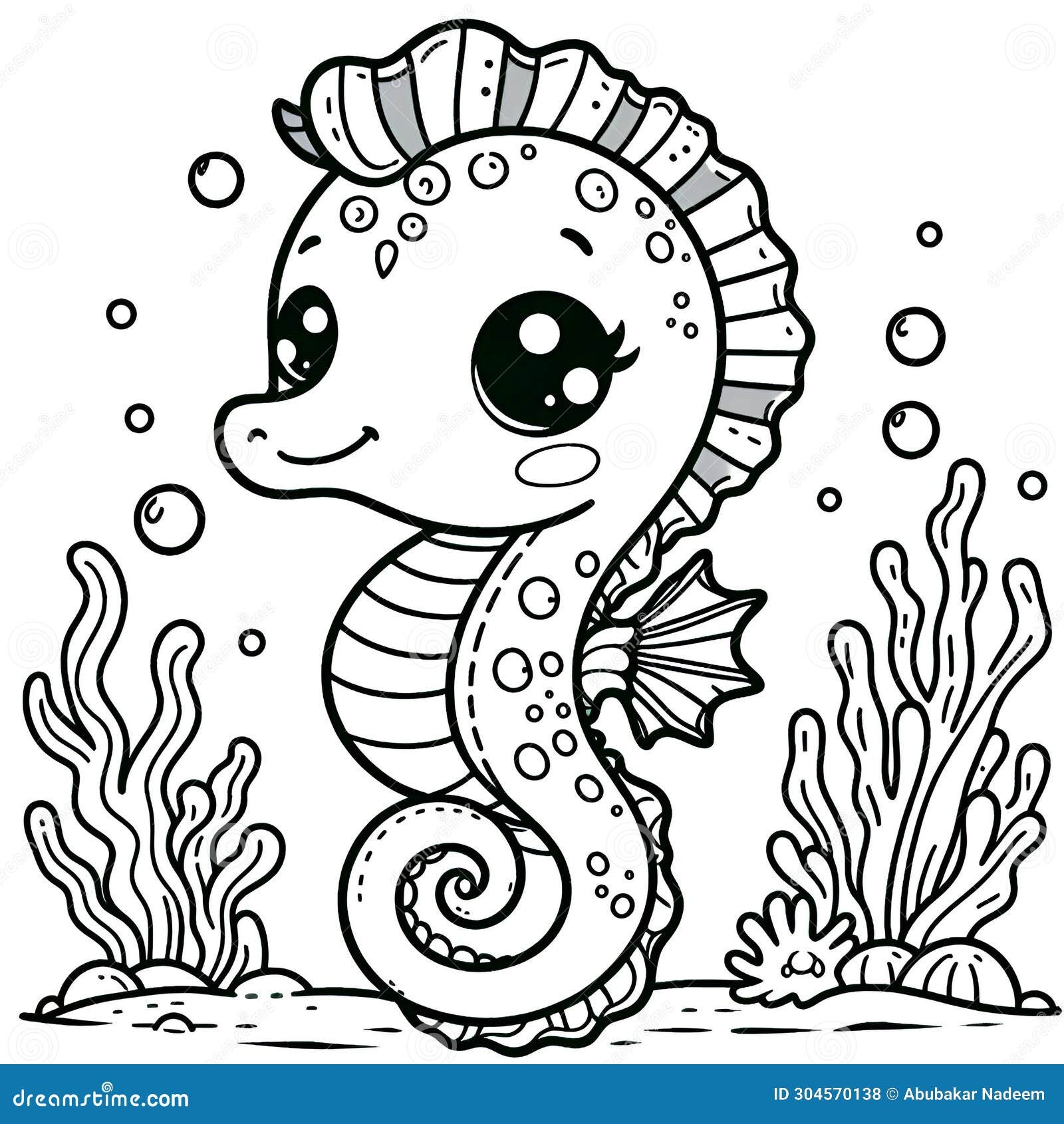 Coloring Page Cute Seahorse Stock Photos Free Royalty Free Stock Photos From Dreamstime