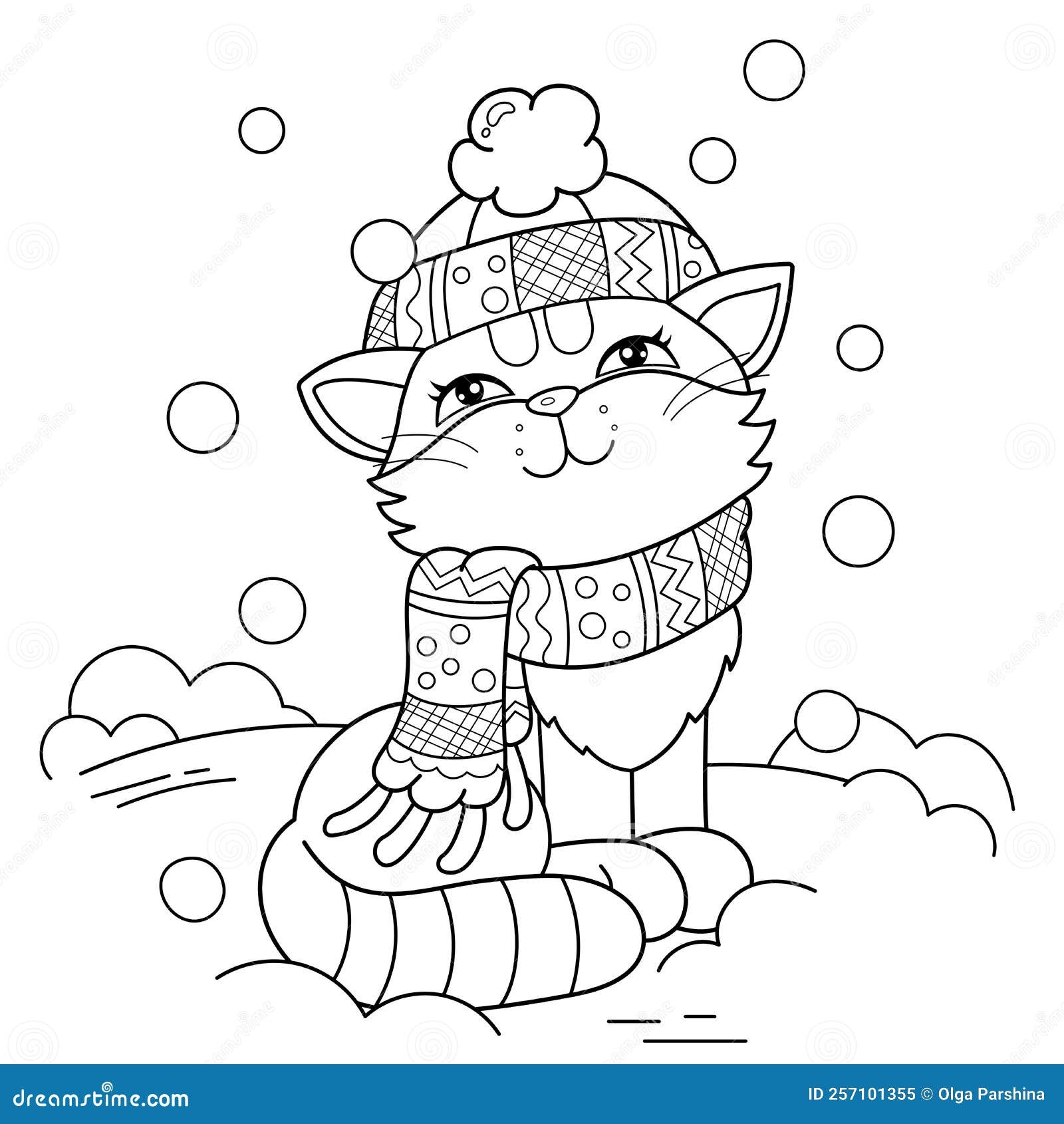 Coloring Page Outline Of Cartoon Cute Cat In A Winter Hat With A Scarf In The Snow Coloring Book For Kids Stock Vector Illustration Of Book Draw 257101355 Coloring Page Outline Of Cartoon Cute Cat In A Winter Hat With A Scarf In The Snow Coloring Book For Kids Stock Vector Illustration Of Book Draw 257101355