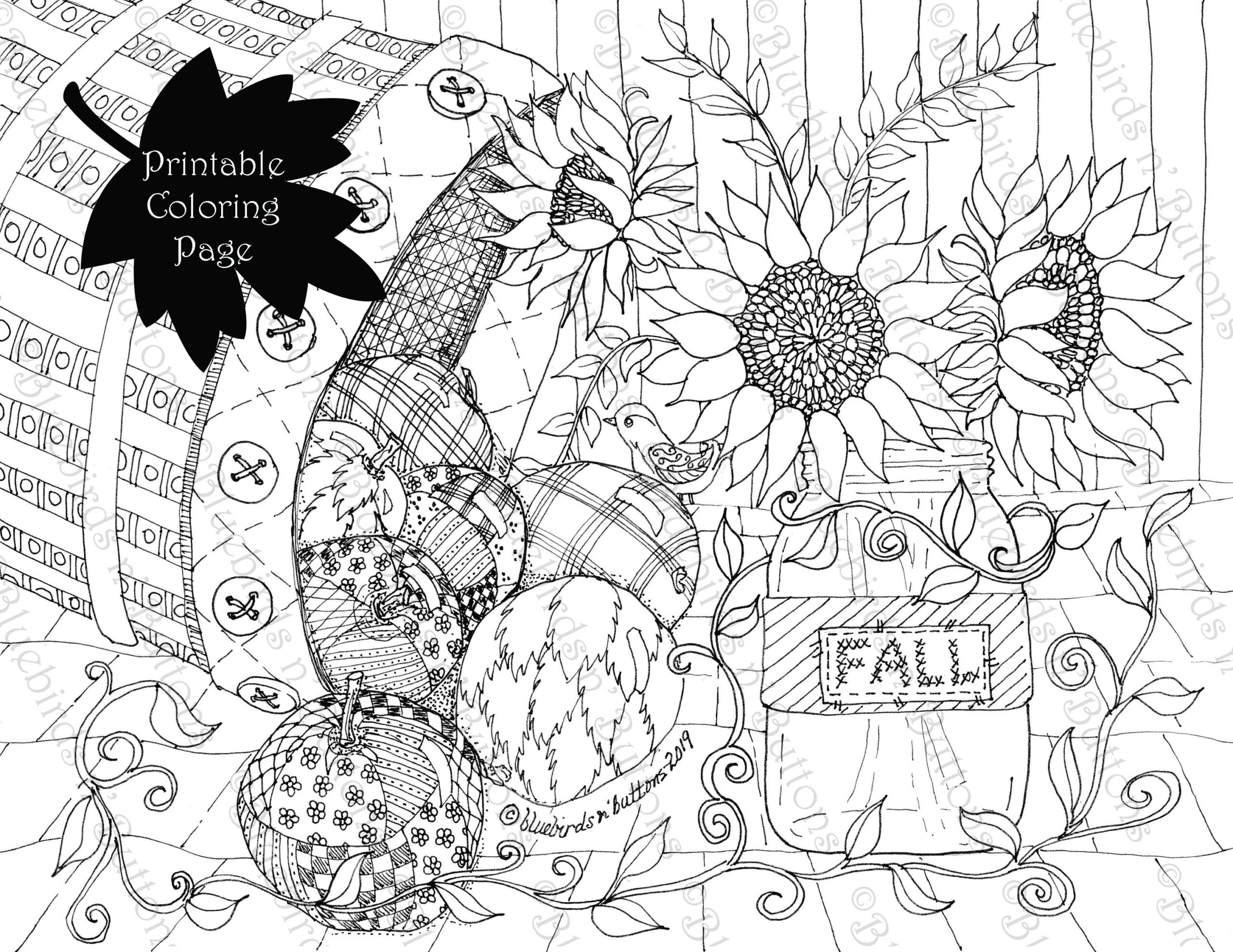 Coloring Page Printable Coloring Page September Coloring Fall Coloring Page Download Adult Coloring Page Kids Coloring Pages Etsy