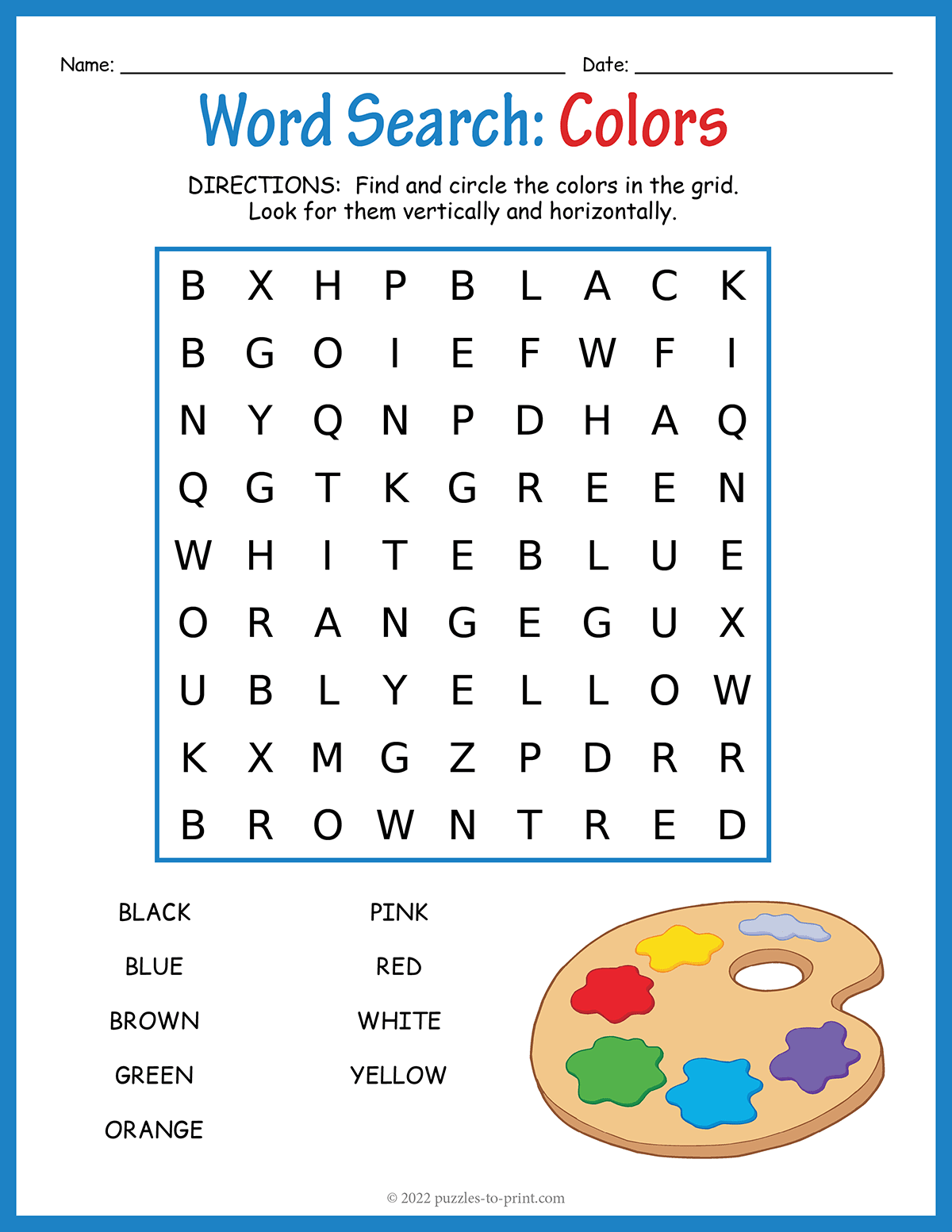 Colors Word Search