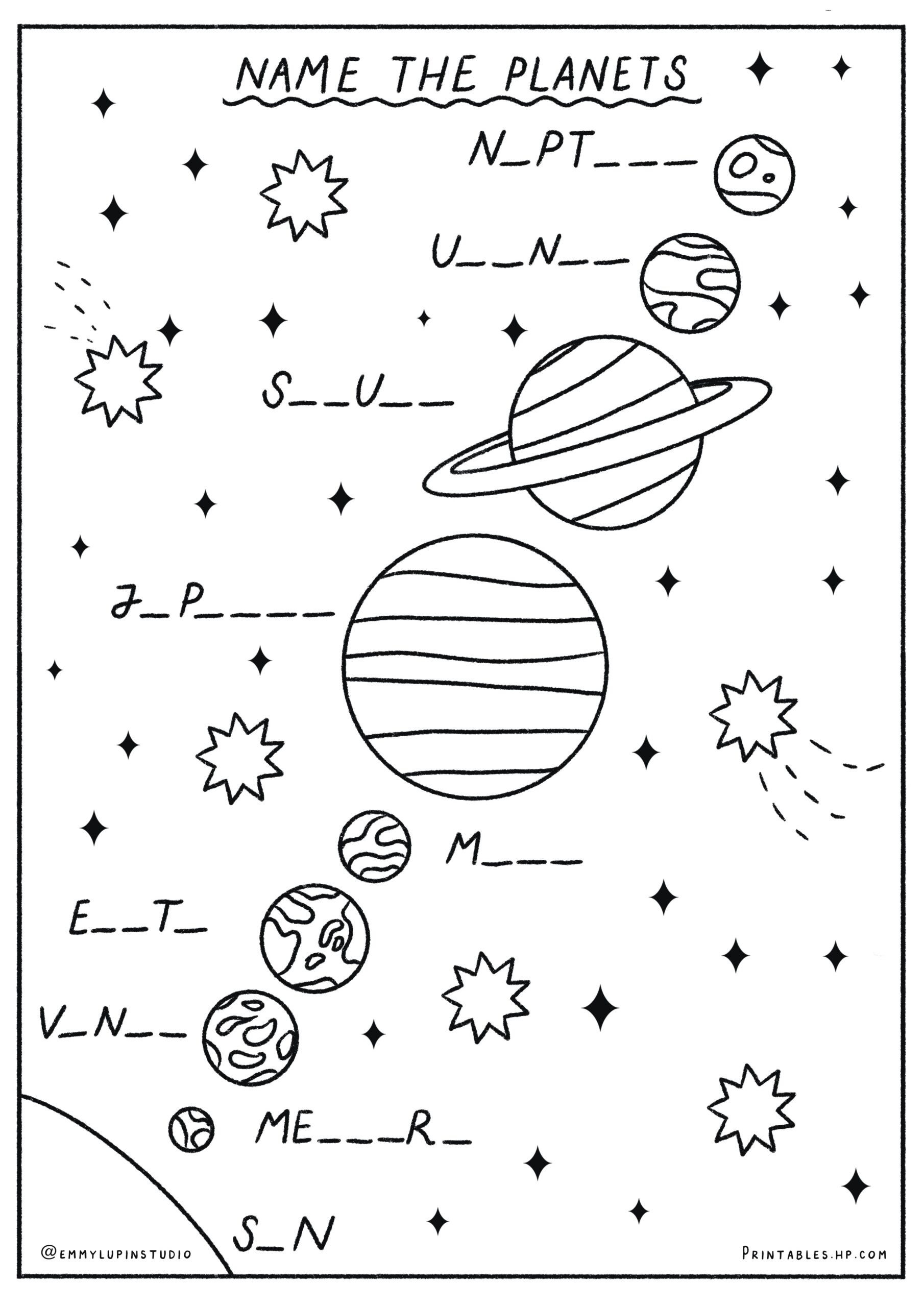 Colouring For Kids Name The Planets Printables Free Coloring Pages Learning Worksheets HP Official Site
