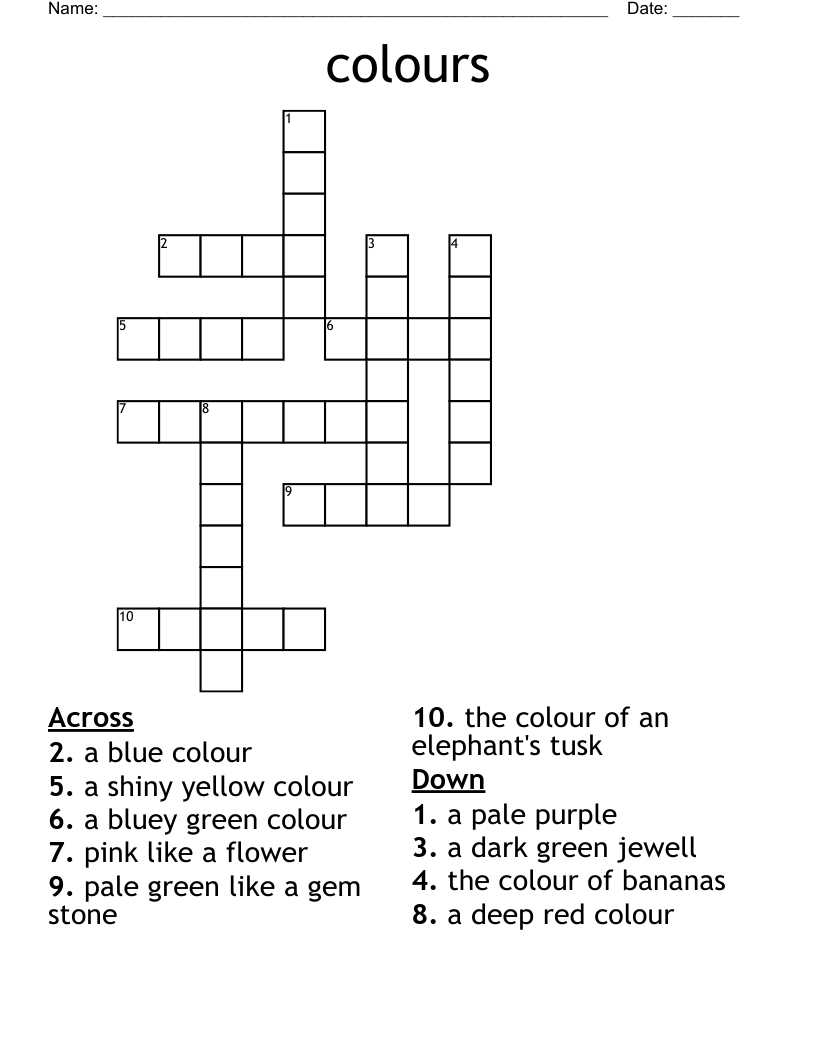 Colours Crossword WordMint