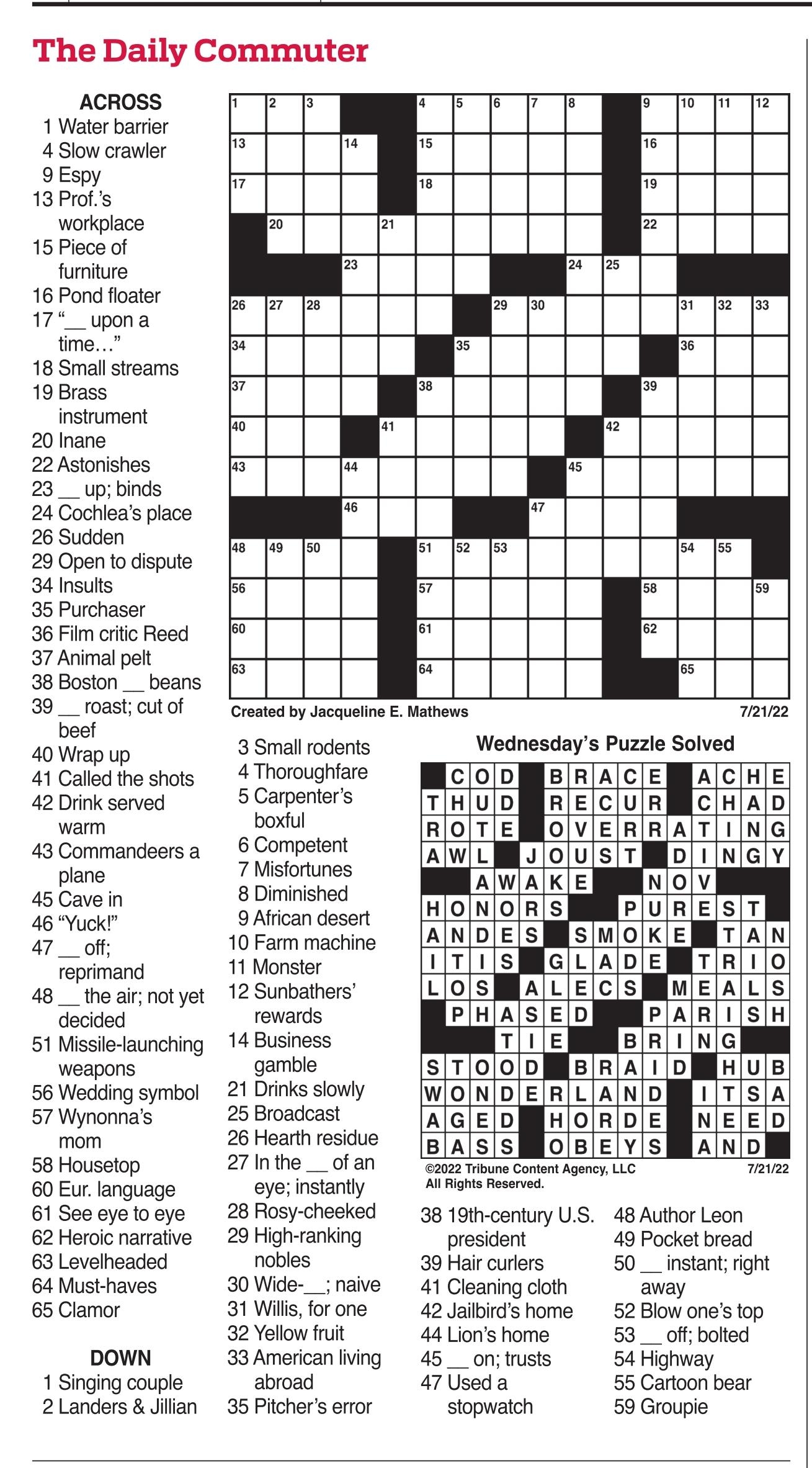 Commuter Daily Crossword Puzzles Pasadena Star News Commuter Daily Crossword Puzzles Pasadena Star News