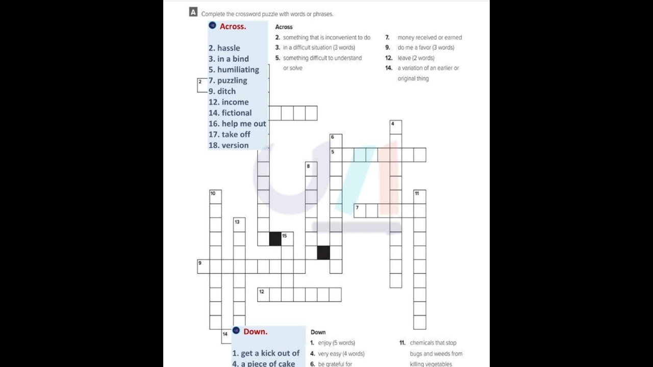 Complete The Crossword Puzzle With Words Or Phrases Across 2 Something That Is Inconvenient To Do YouTube