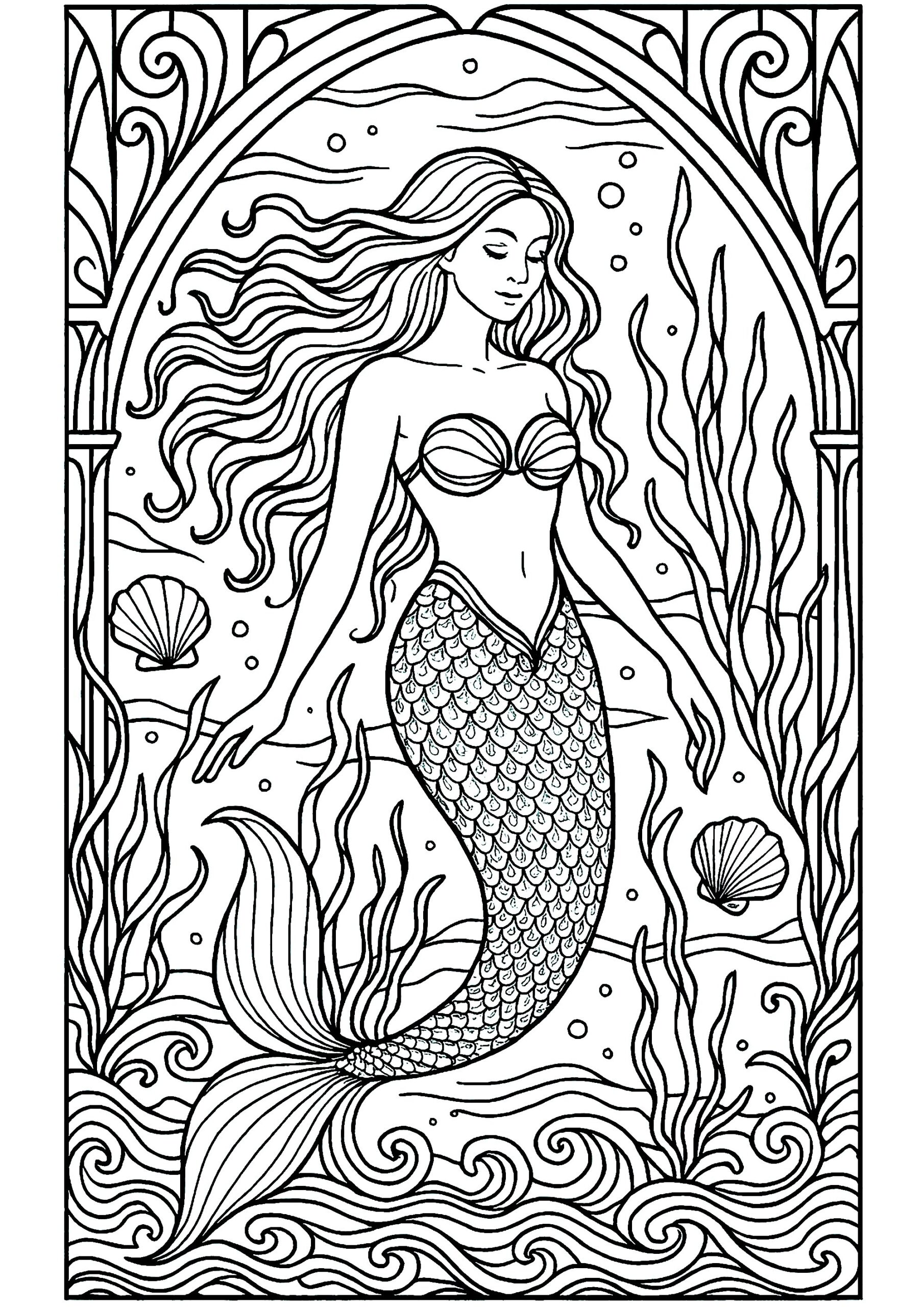 beautiful mermaid coloring pages
