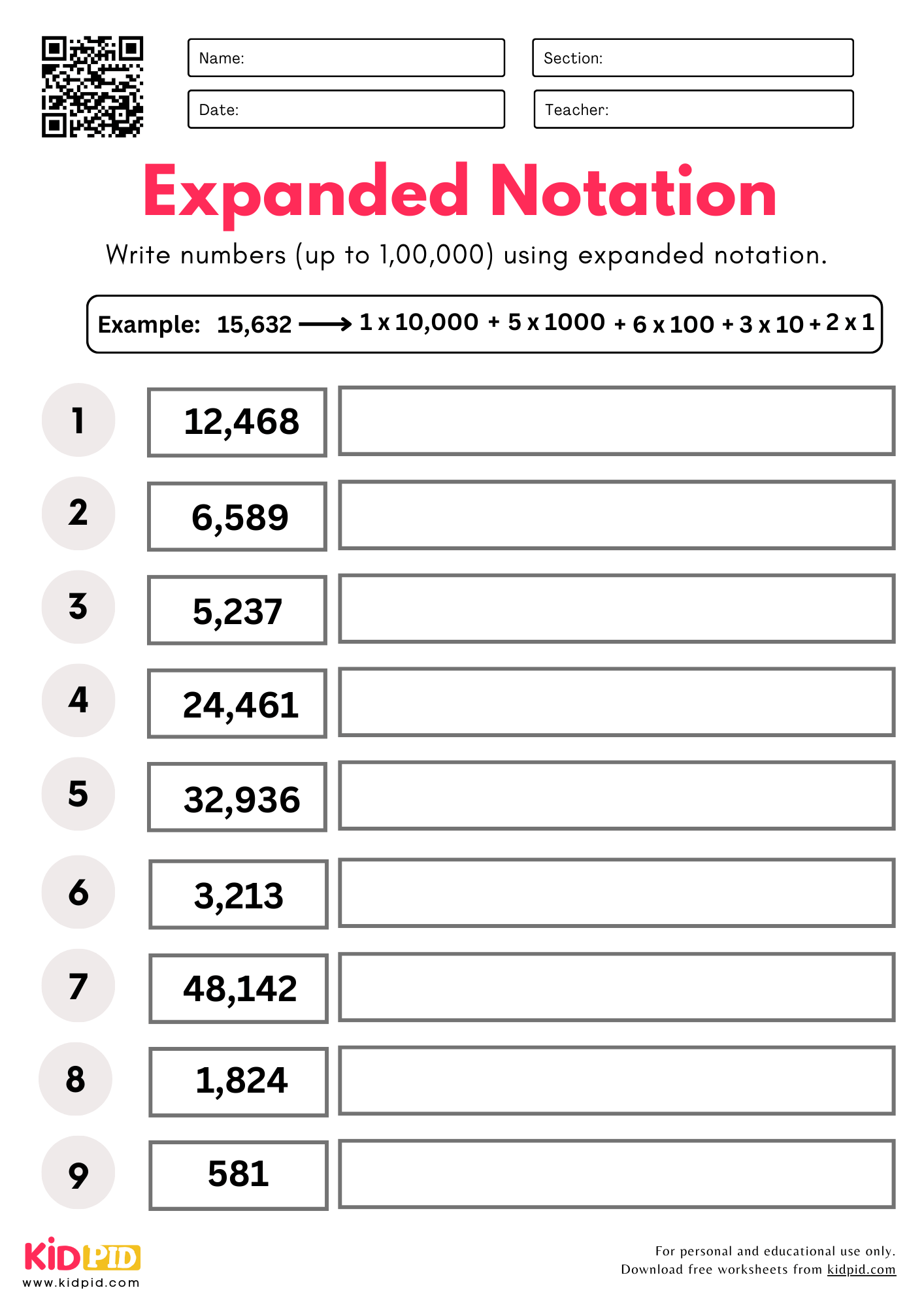 Convert Standard To Expanded Notation Place Value Worksheets For Grade 4 Kidpid Convert Standard To Expanded Notation Place Value Worksheets For Grade 4 Kidpid