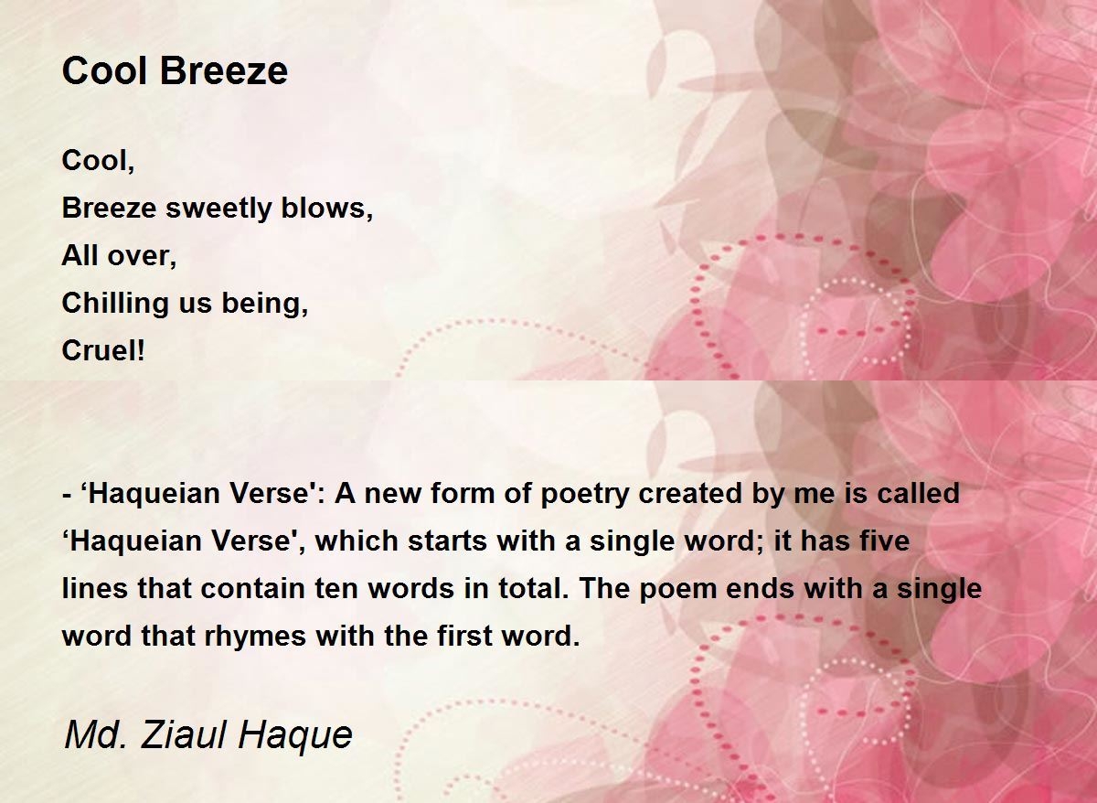 Cool Breeze Cool Breeze Poem By Md Ziaul Haque