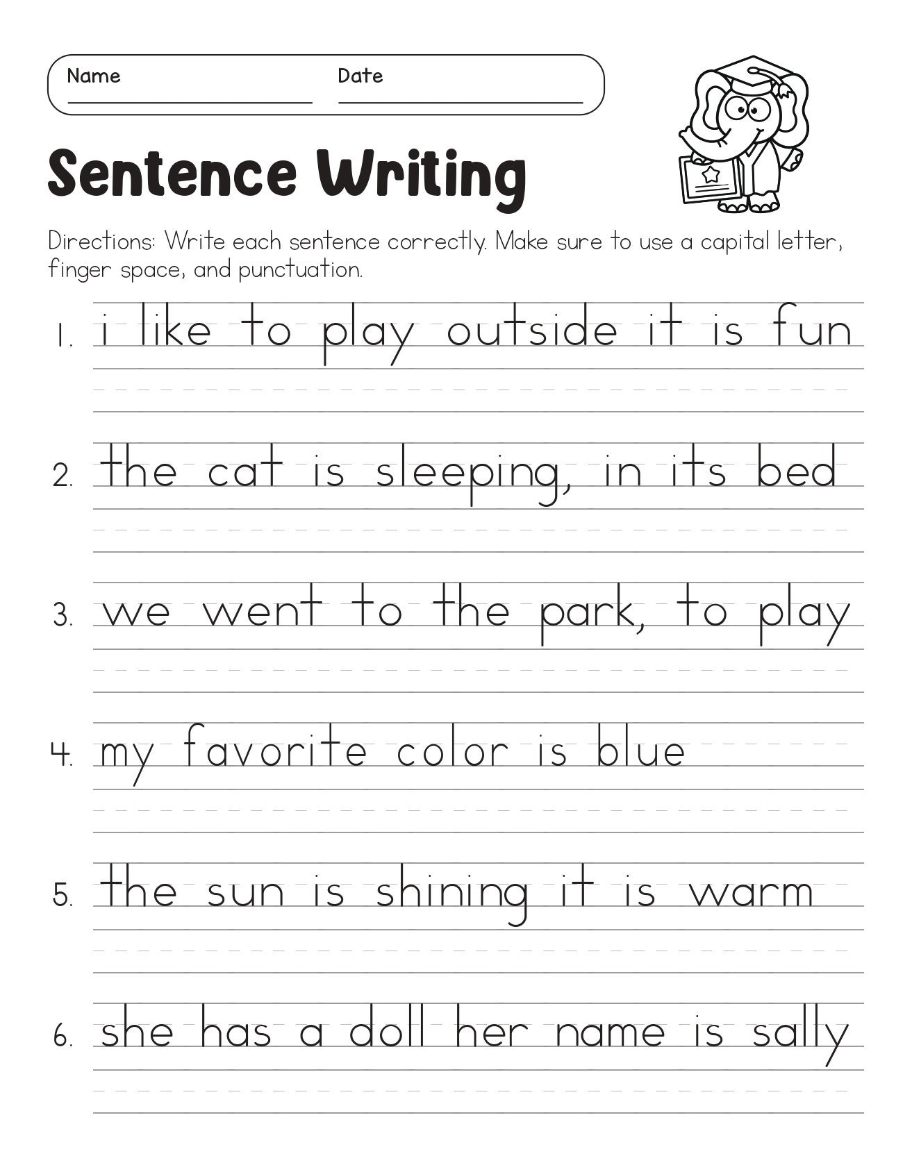 Correct The Sentences Worksheets 10 Page Printable For 1st And 2nd Grade ELA Students ELA Worksheets Sentence Writing ELA Teacher Print Etsy