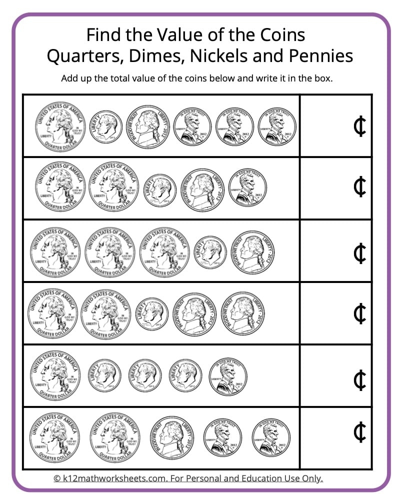 Counting Coins Worksheets Counting Coins Worksheets