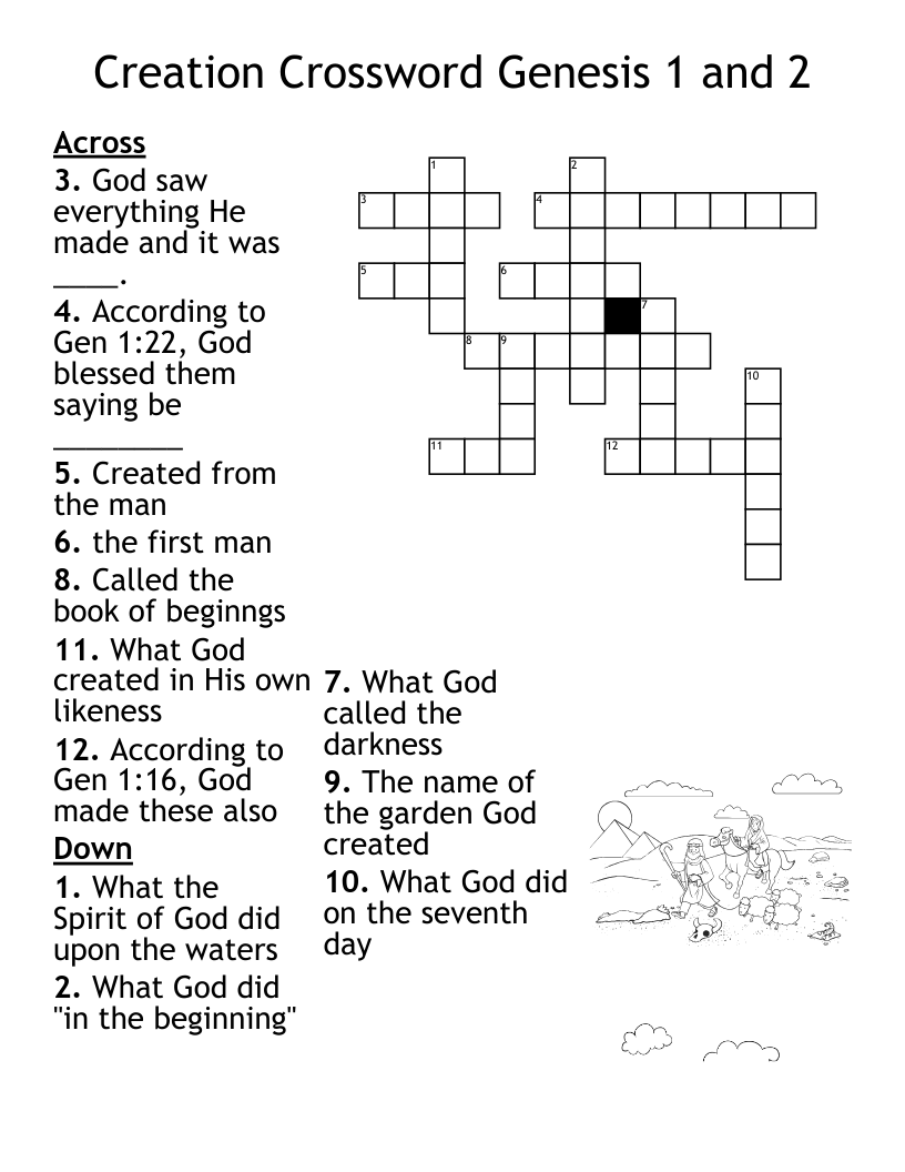 Creation Crossword Genesis 1 And 2 WordMint Creation Crossword Genesis 1 And 2 WordMint