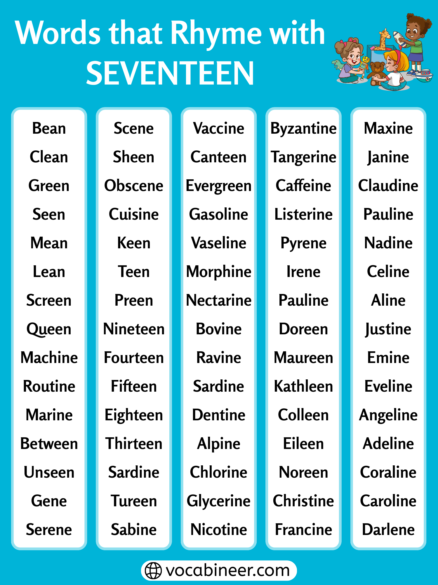 Creative Words That Rhyme With Seventeen Complete List Creative Words That Rhyme With Seventeen Complete List