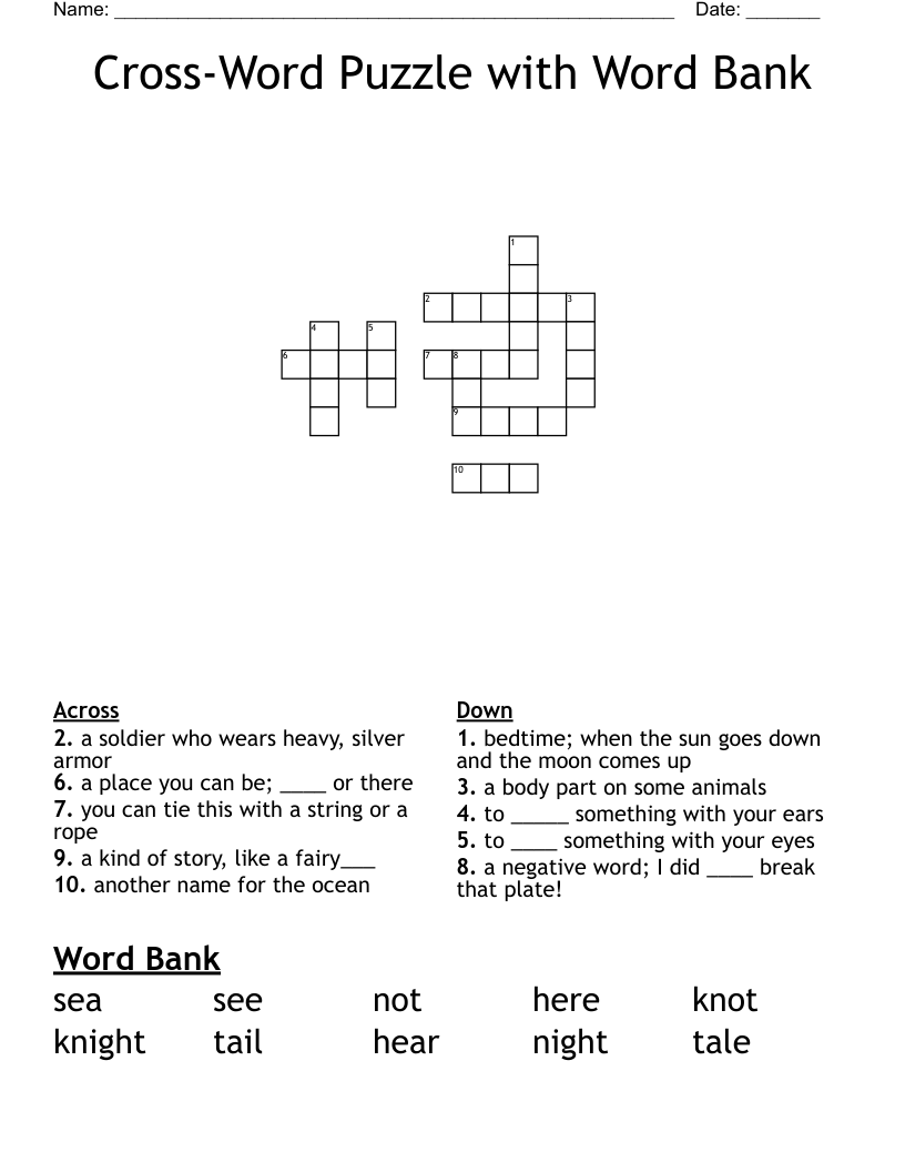 crossword puzzles with word bank crossword puzzles with word bank