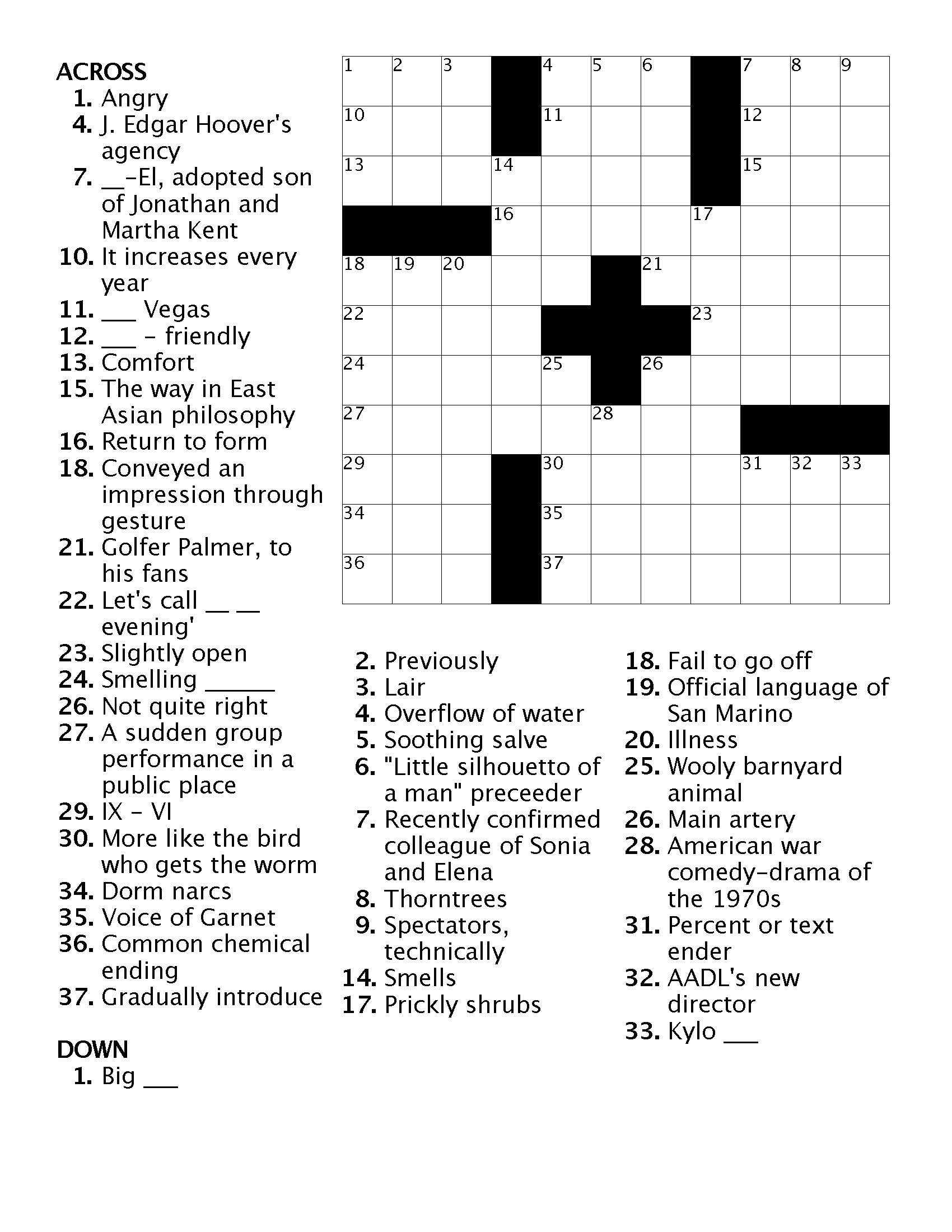 the big easy crossword clue