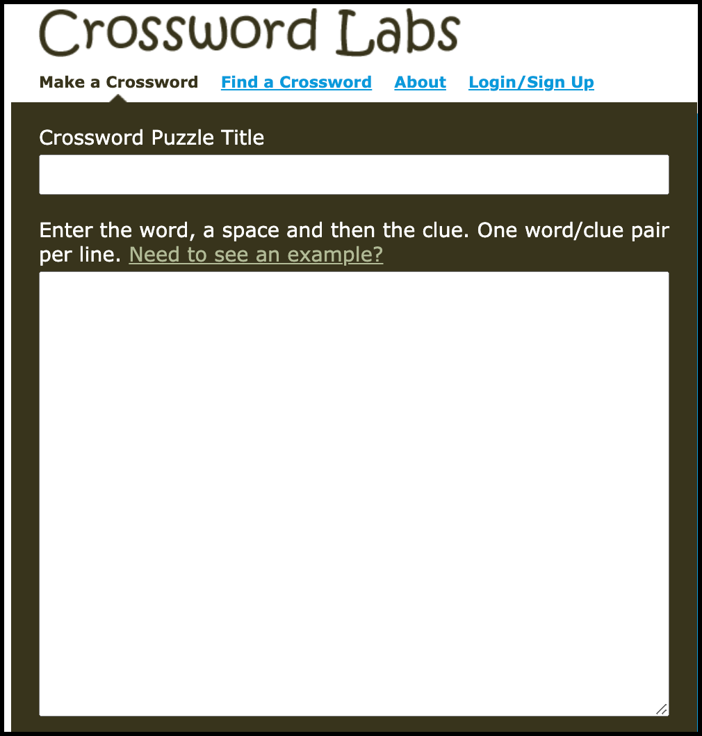 Crossword Labs Create View And Print Crossword Puzzles Educators Technology