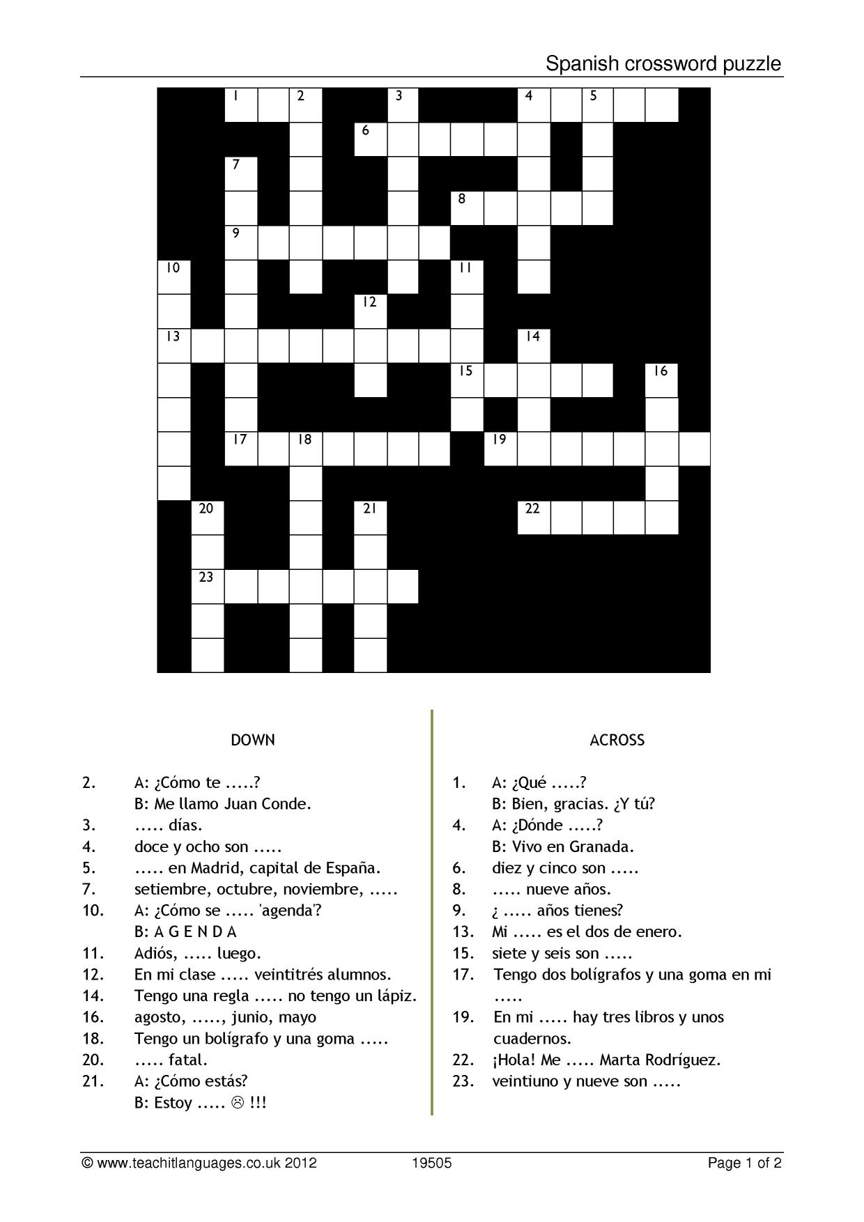 crossword puzzles in spanish crossword puzzles in spanish