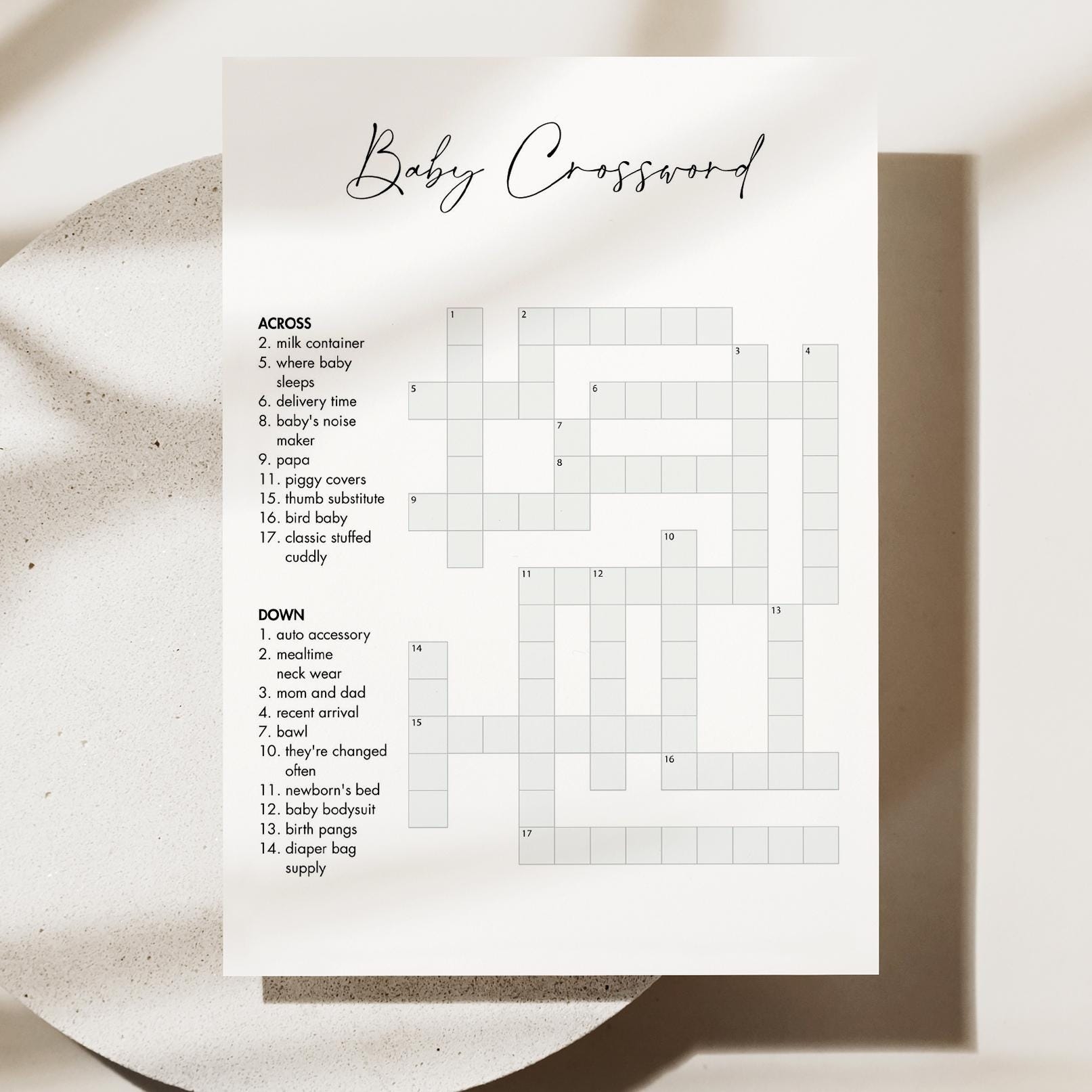 Crossword Puzzle One Clue Baby Gear Baby Crossword Game Crossword Puzzle One Clue Baby Gear Baby Crossword Game