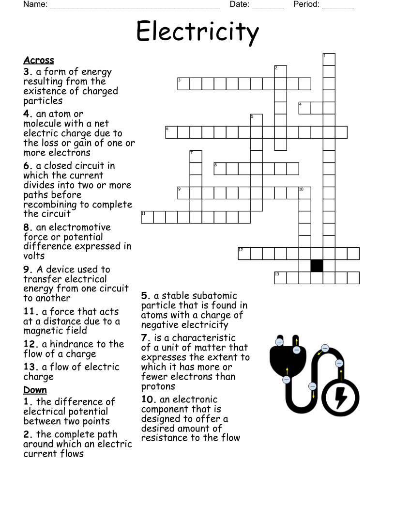 CURRENT ELECTRICITY Crossword WordMint CURRENT ELECTRICITY Crossword WordMint