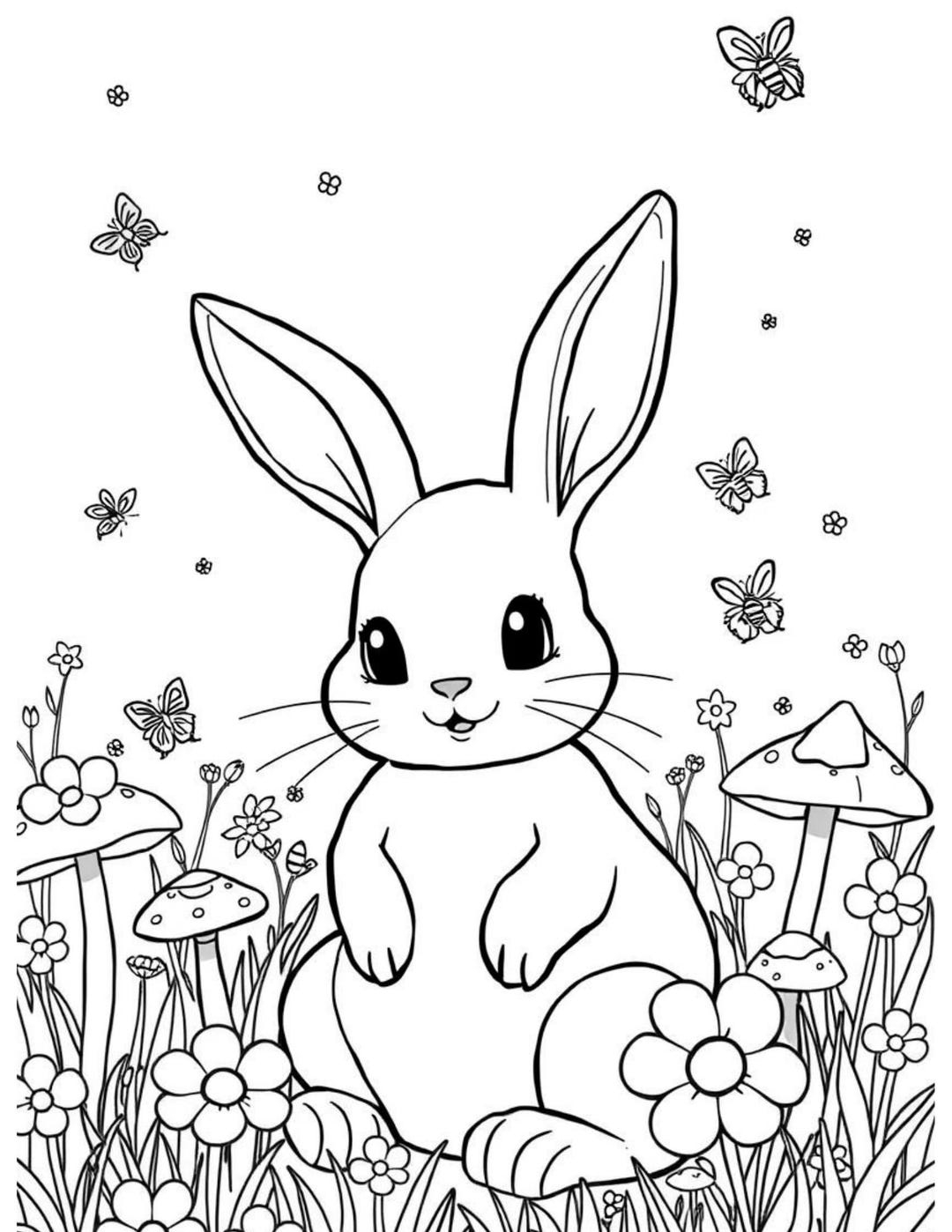 Cute Bunny Coloring Page Etsy Cute Bunny Coloring Page Etsy